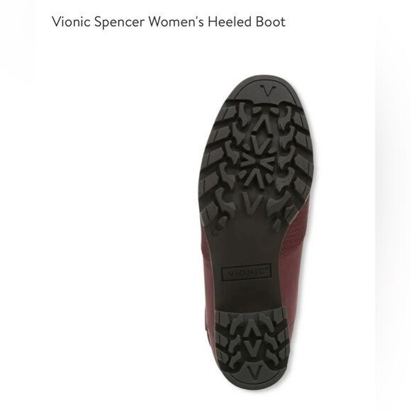 Vionic Womens Spencer Burgundy Combat Boots Size 5 Medium (B, M)