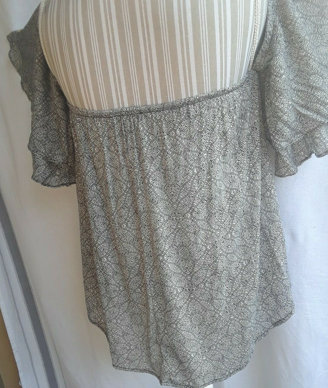 TA1-10 Dainty Hooligan bare shoulder 3/4 ruffled sleeve woman’s blouse