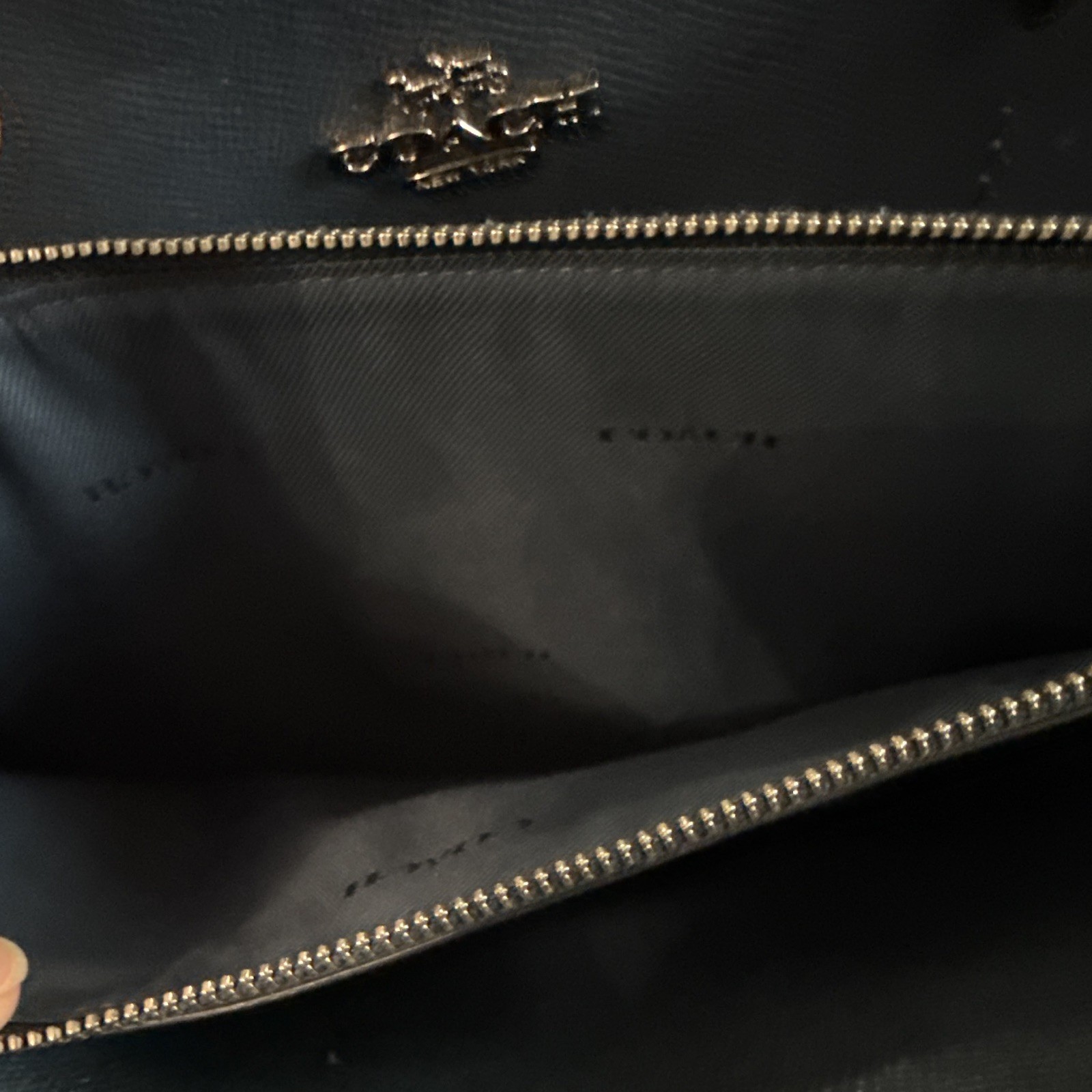 Coach Blue Pebbled Satchel Top Handle Zip Closure Detachable Strap Gold