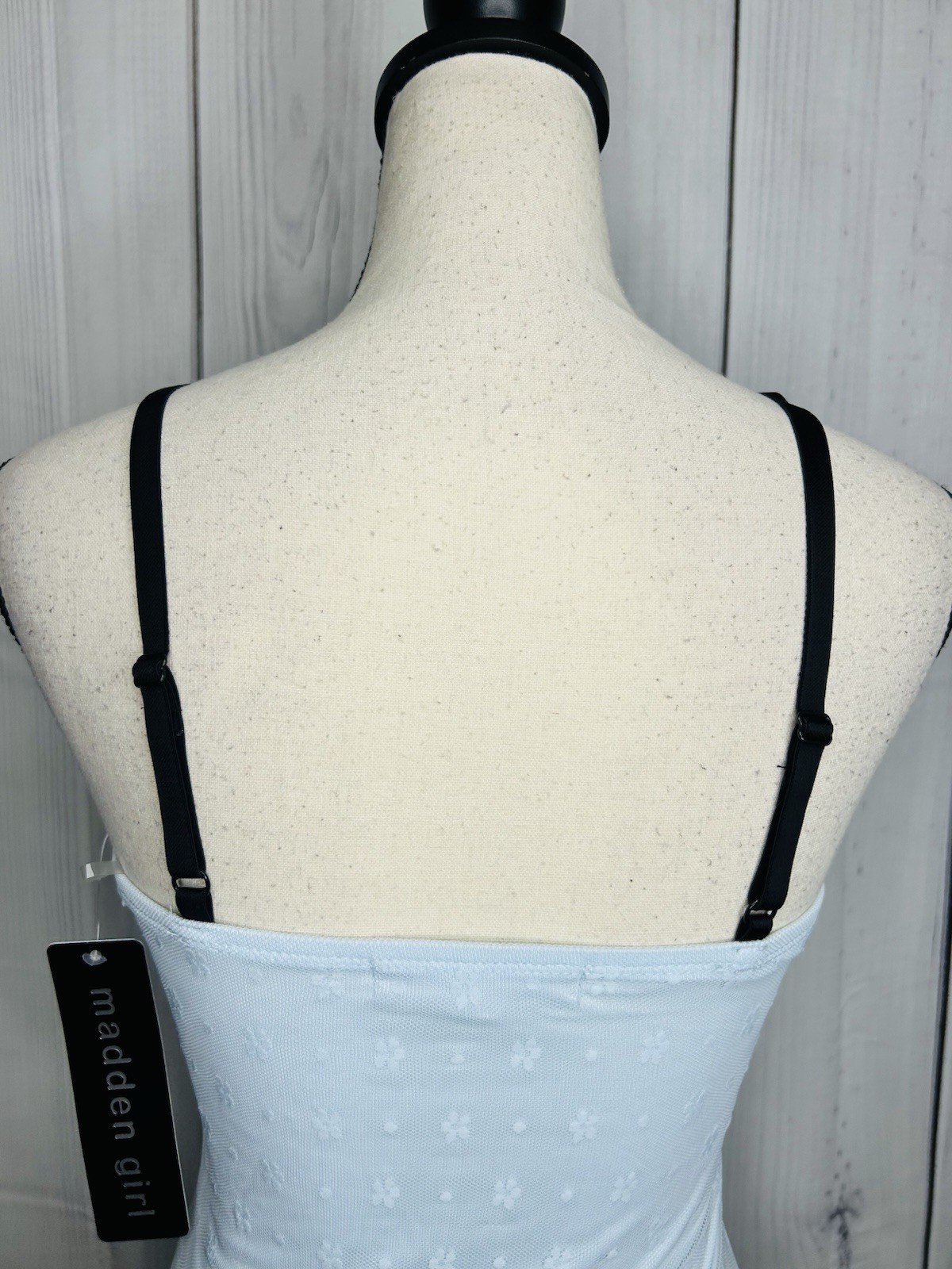 NWT Madden Girl Light Blue Floral Lace Mesh Overlay Cami Top Bow Trim Sz M