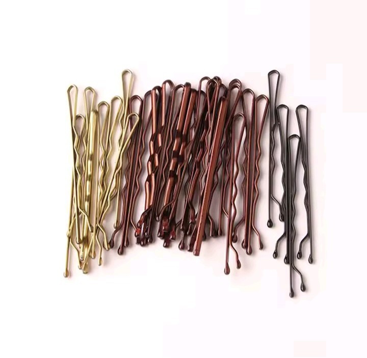 50Pcs U Shape Bobby Hair Pins Wavy Bun Grips Kirby Clips Women 5cm Black Brown