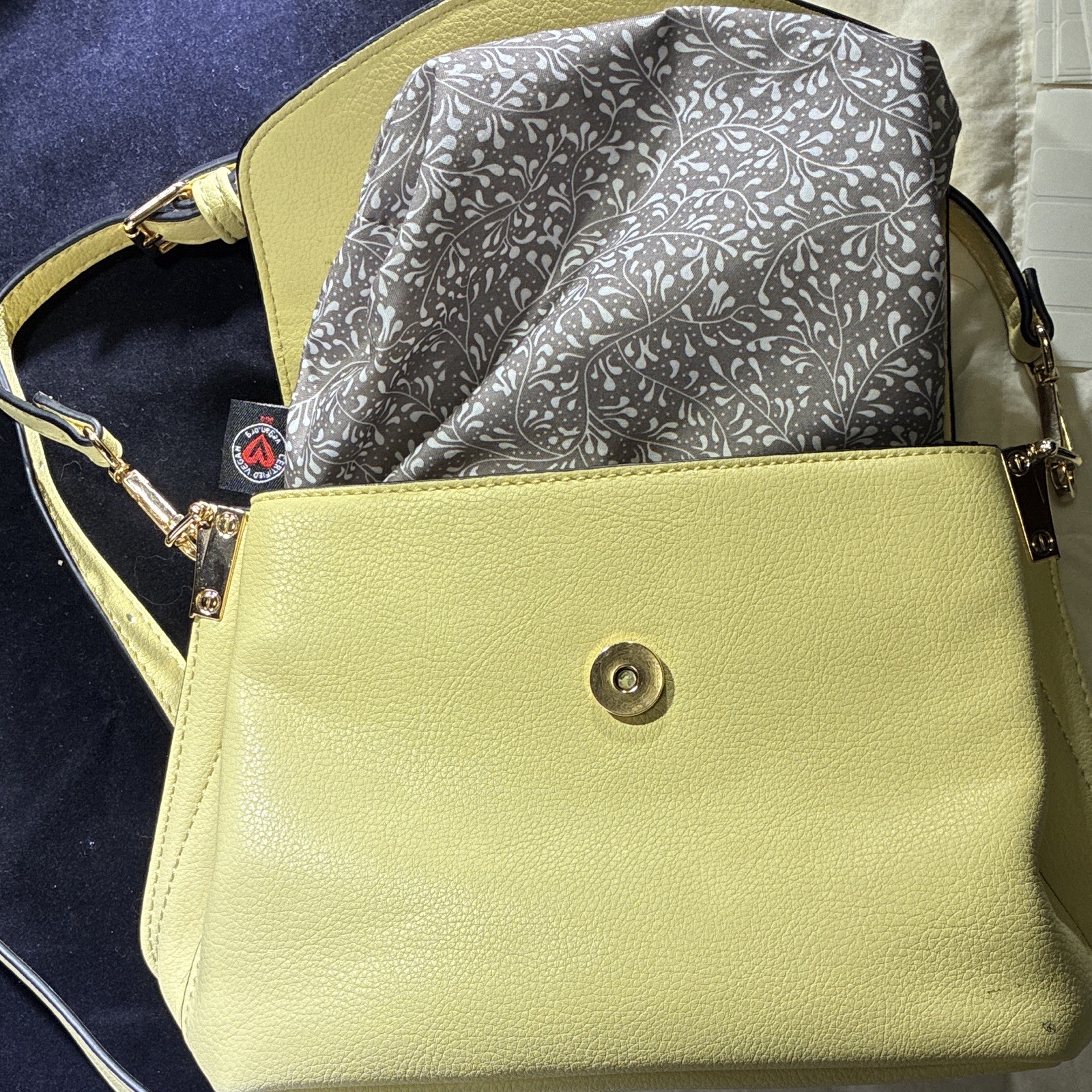 Urban Expressions Yellow Pebbled Small Crossbody Bag, Gold Hardware, Magnetic