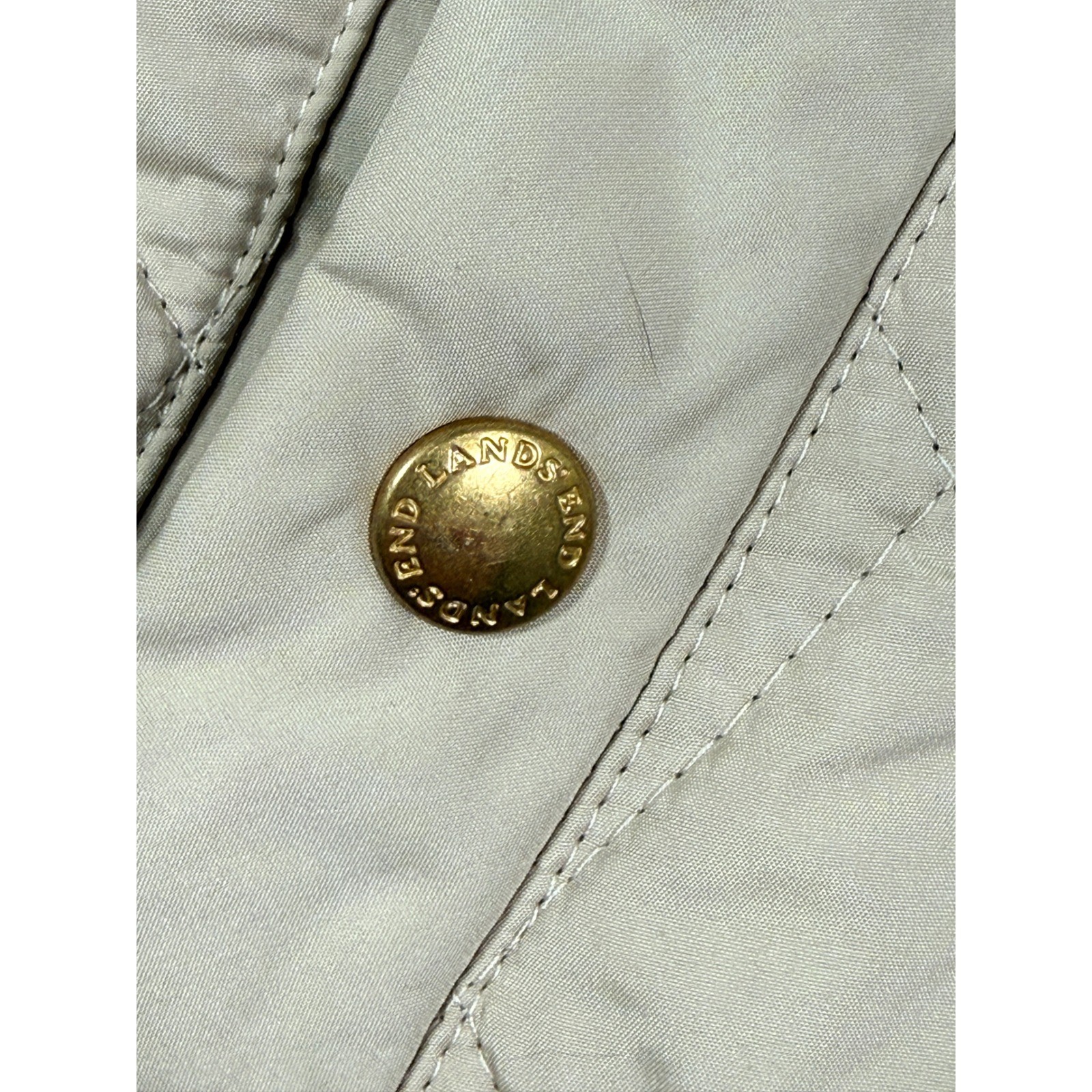 Lands End Jacket Womens Large 14-16 Tan Quilted Full Zip Outdoor Hiking Chore