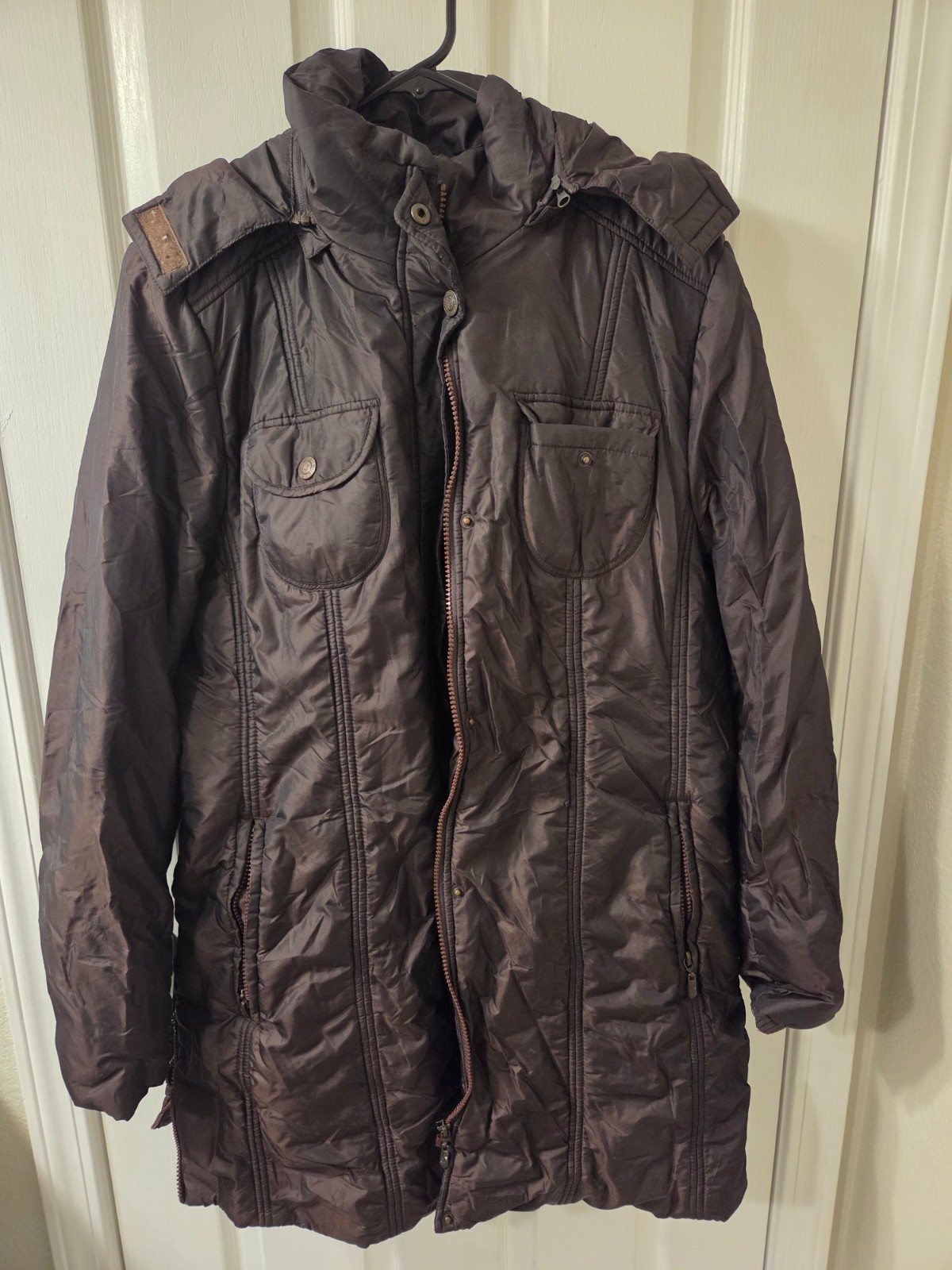 a.n.a A New Approach Brown Quilted Long Puffer Coat Jacket Women’s XL #S68