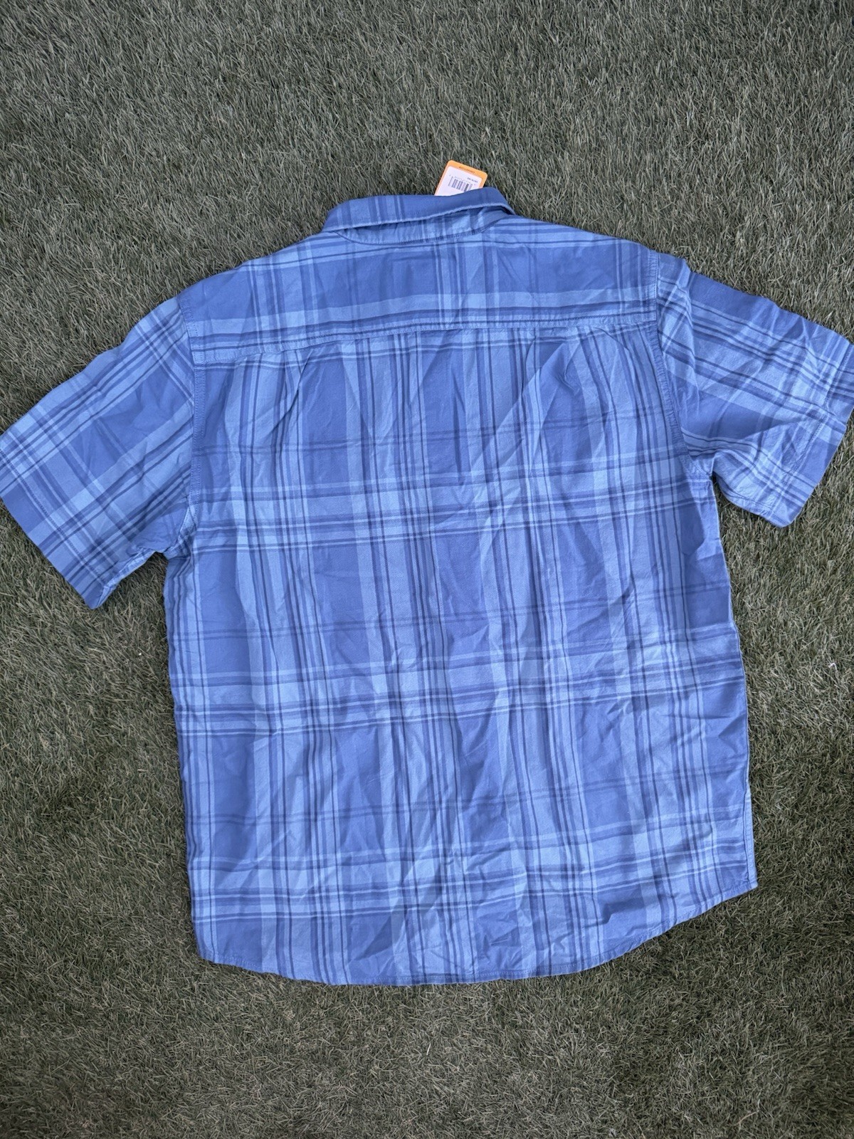 Carhartt Men’s Medium Loose Fit Midweight Short-Sleeve Plaid Shirt Storm Blue