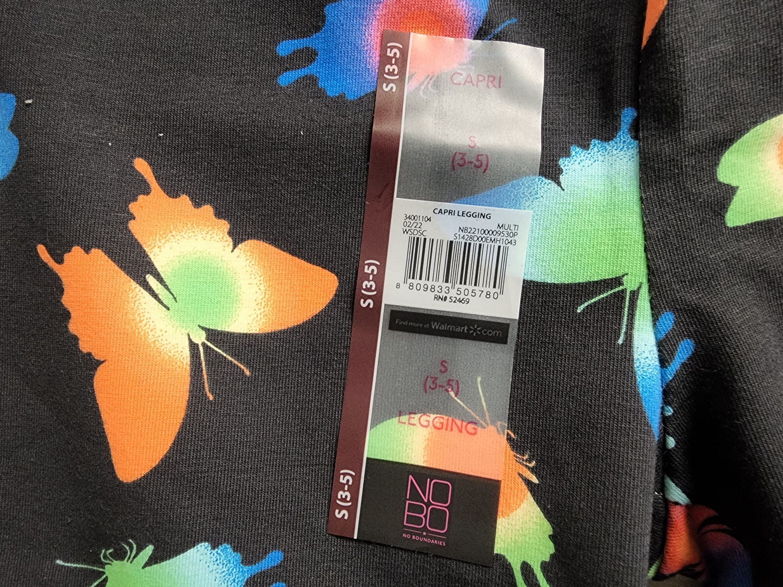 No Boundaries Womens Capri Legging Juniors Size S, M, L, XL, XXL, XXXL Butterfly