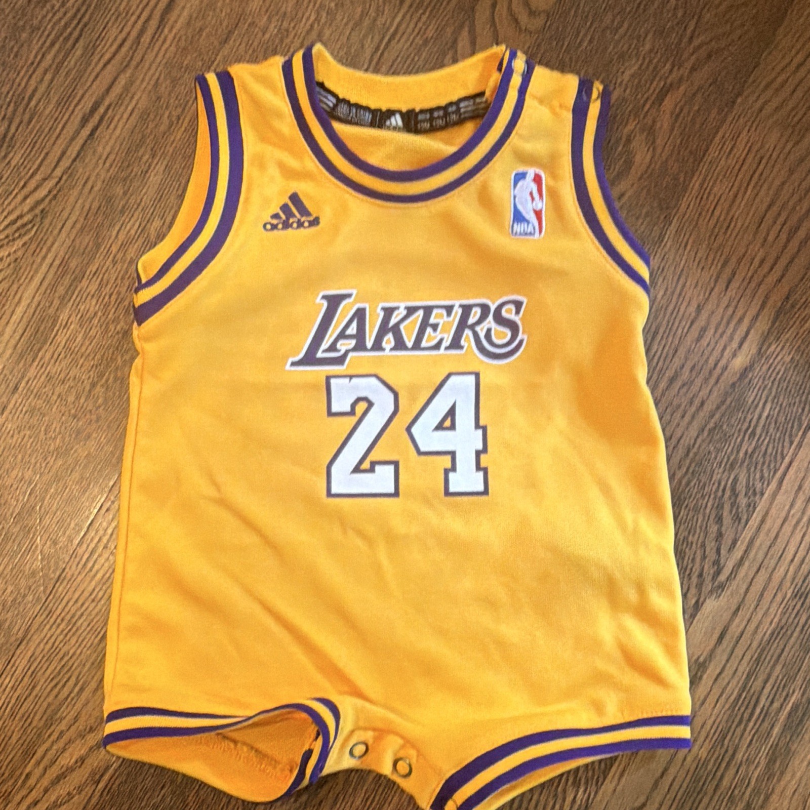 adidas NBA LA Lakers Kobe Bryant #24 Yellow/Purple Mesh One-Piece 12M Snap