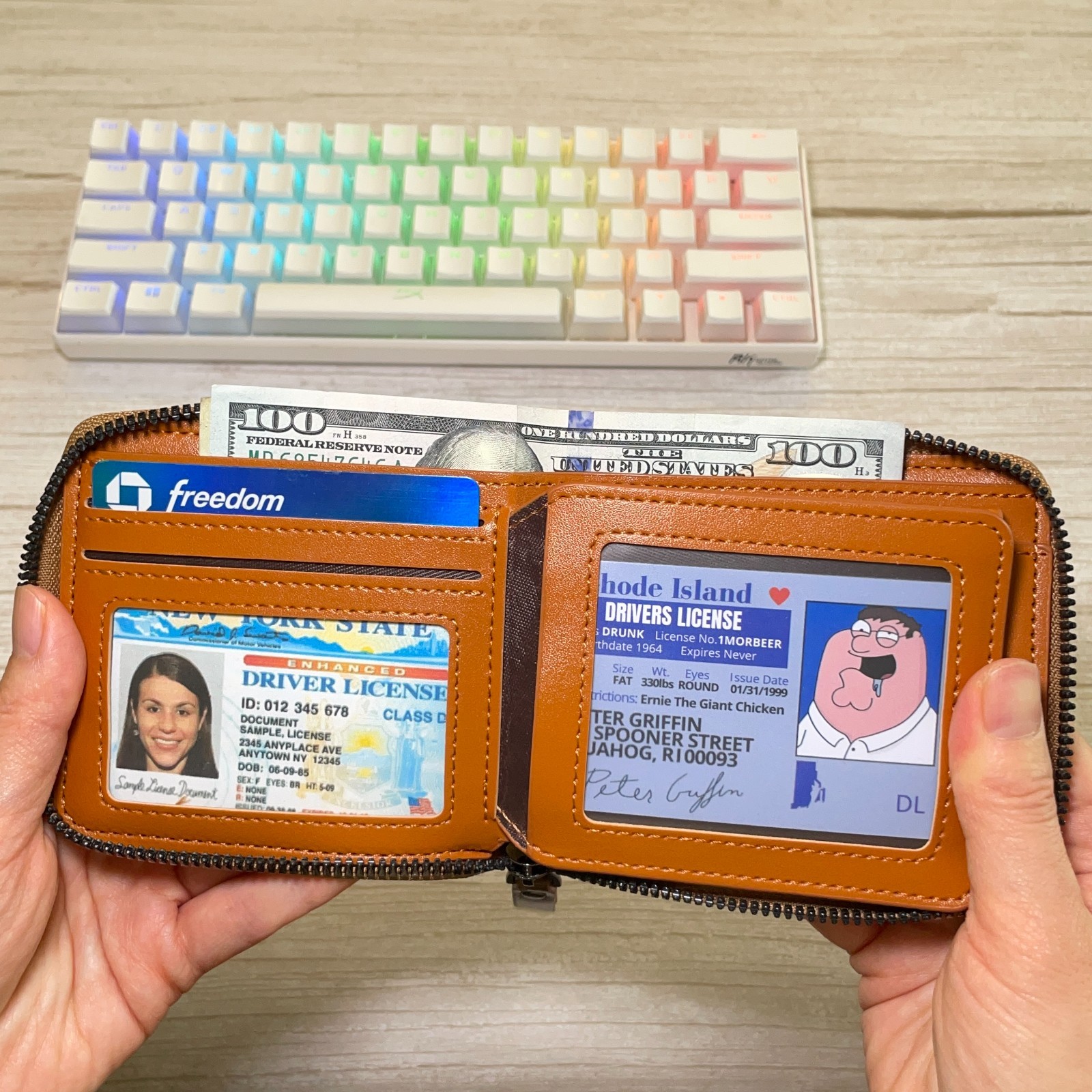 Men’s Leather RFID Blocking Waterproof Zip-Around Wallet Bifold Card Holder