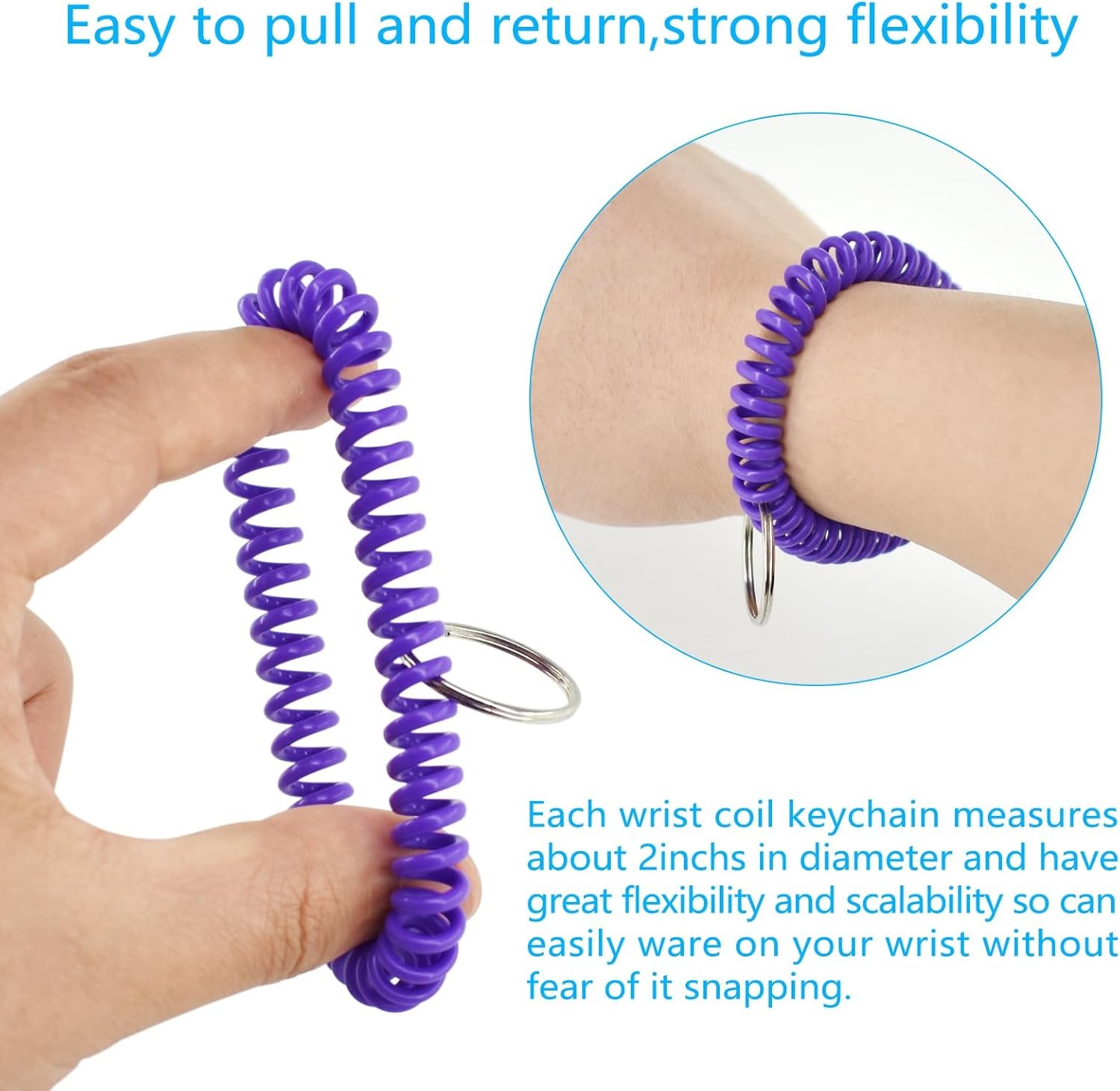 1pc Random Wristlet Keychain Stretchable Plastic Spiral Coil Bracelet Wrist