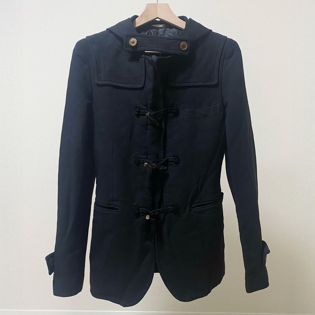 USED GARCONS HOMME PLUS 12SS POLYESTER SHRINK DUFFLE JACKET, BLACK GOOD