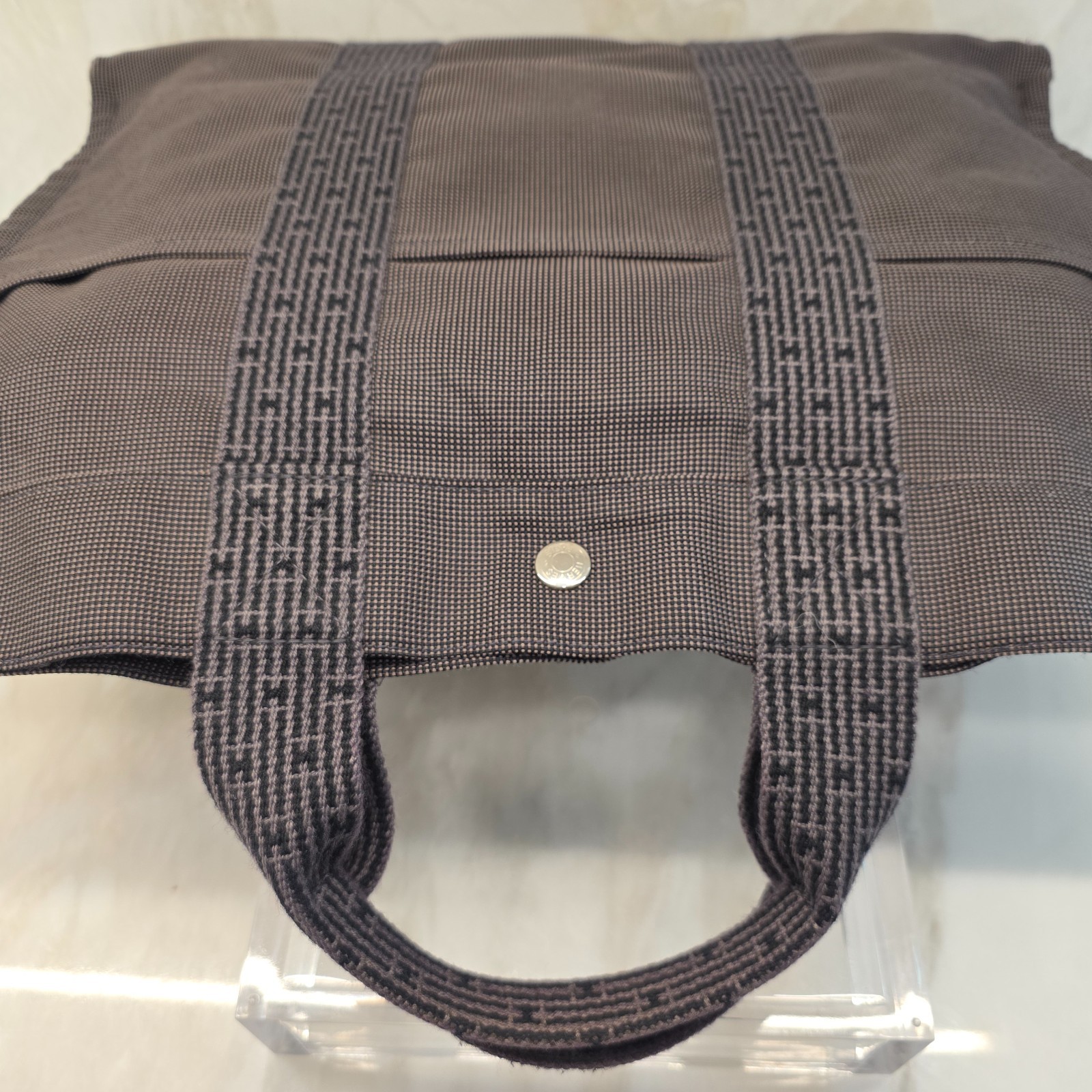 Hermes HerLine MM Tote Bag Charcoal Gray / Black with HERMES LOCK #121