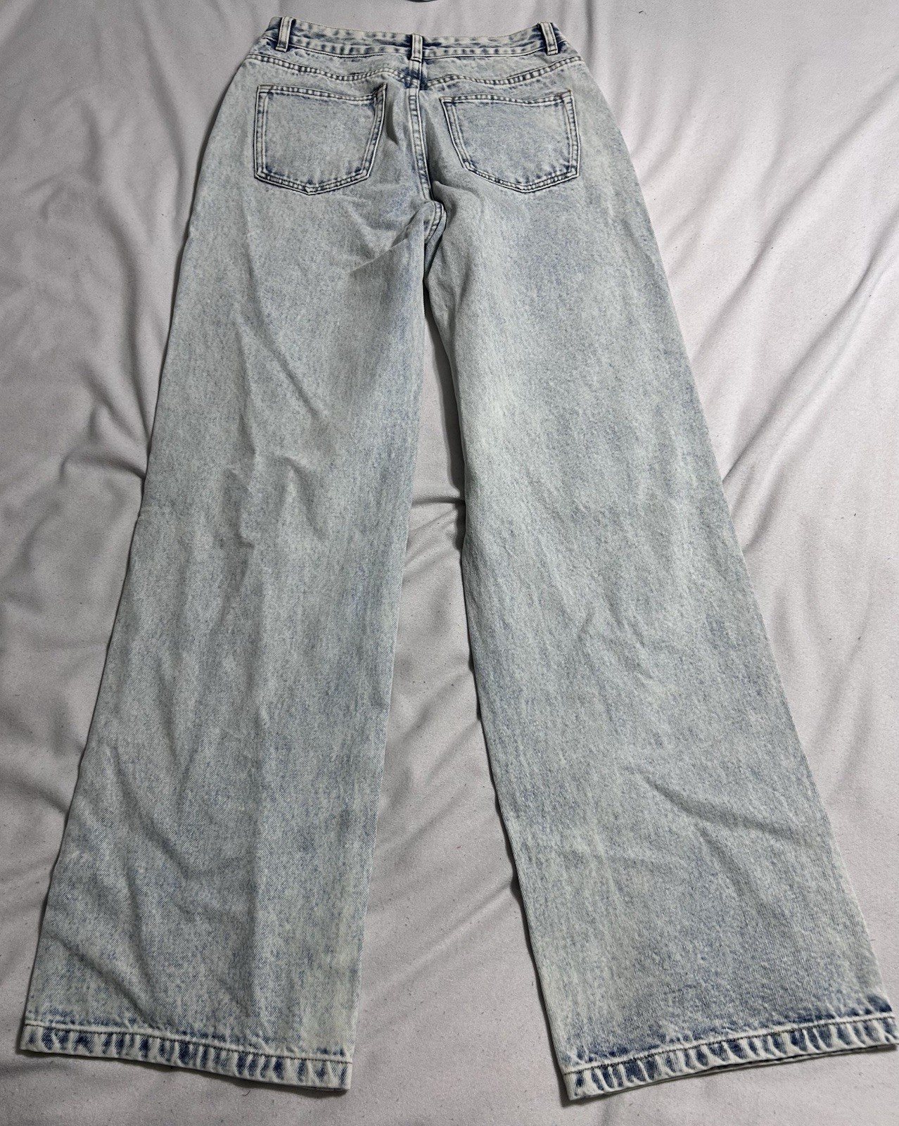 Lilou Women’s Wide-Leg Light Wash Blue Denim Jeans Cotton 5-Pocket size Large