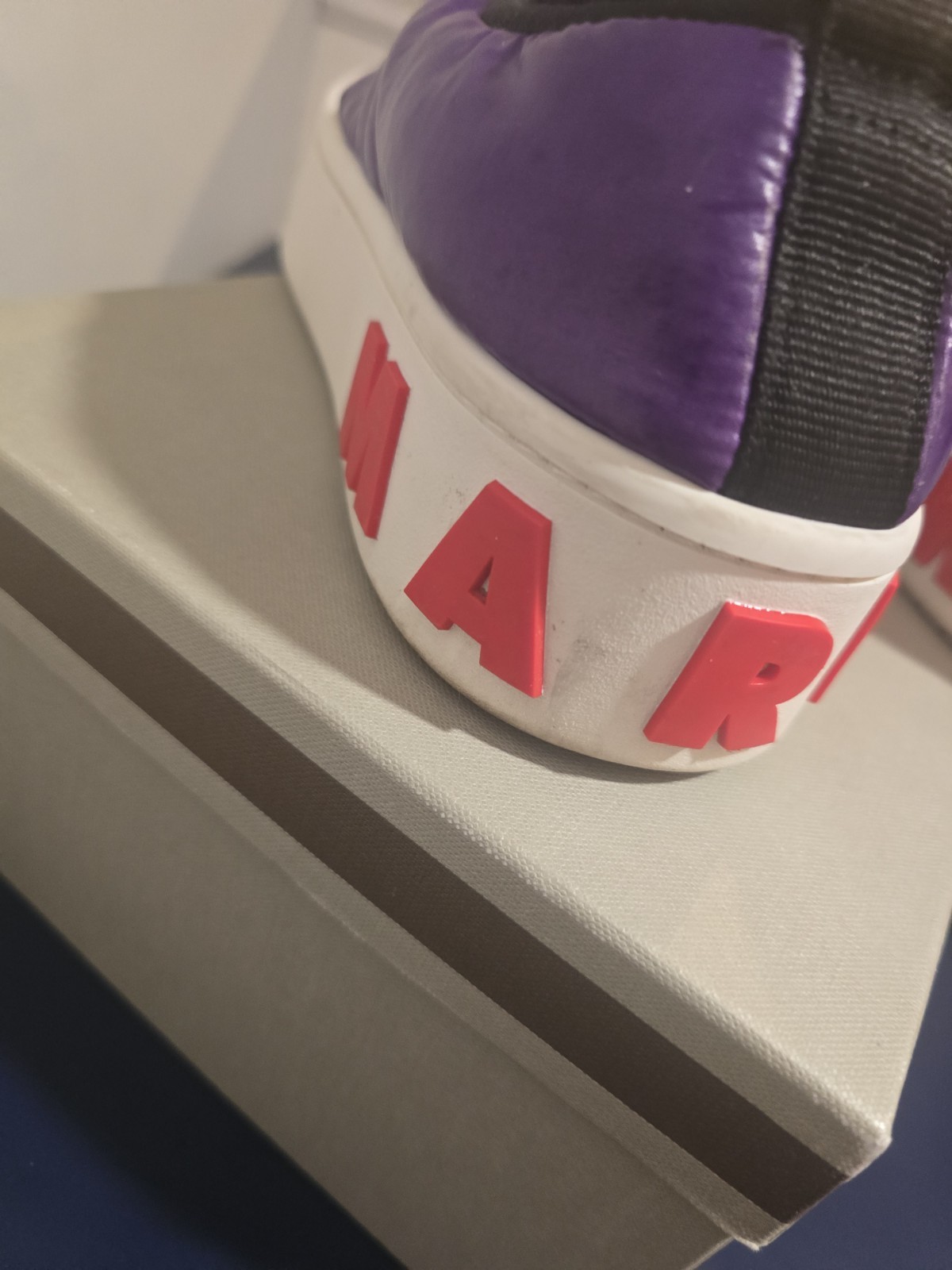 Marni Purple Slip-On Sneakers Logo Sole Round Toe Unisex US 8 EU 38 SNZW011103