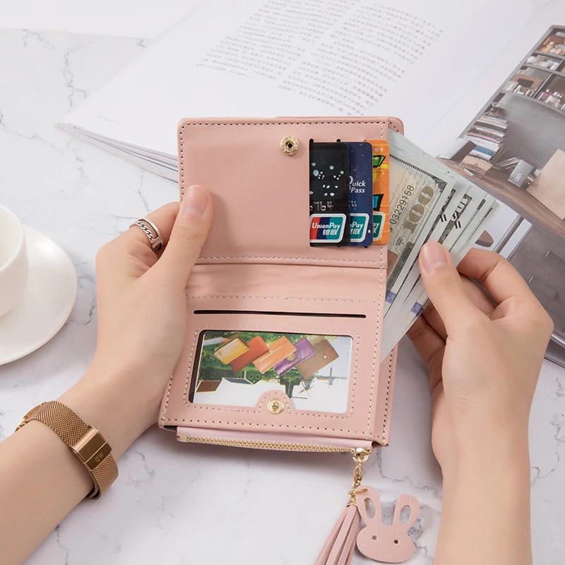 Women PU Leather Wallet Foldable Card Holder Coin Purse Lady Clutch Wallet