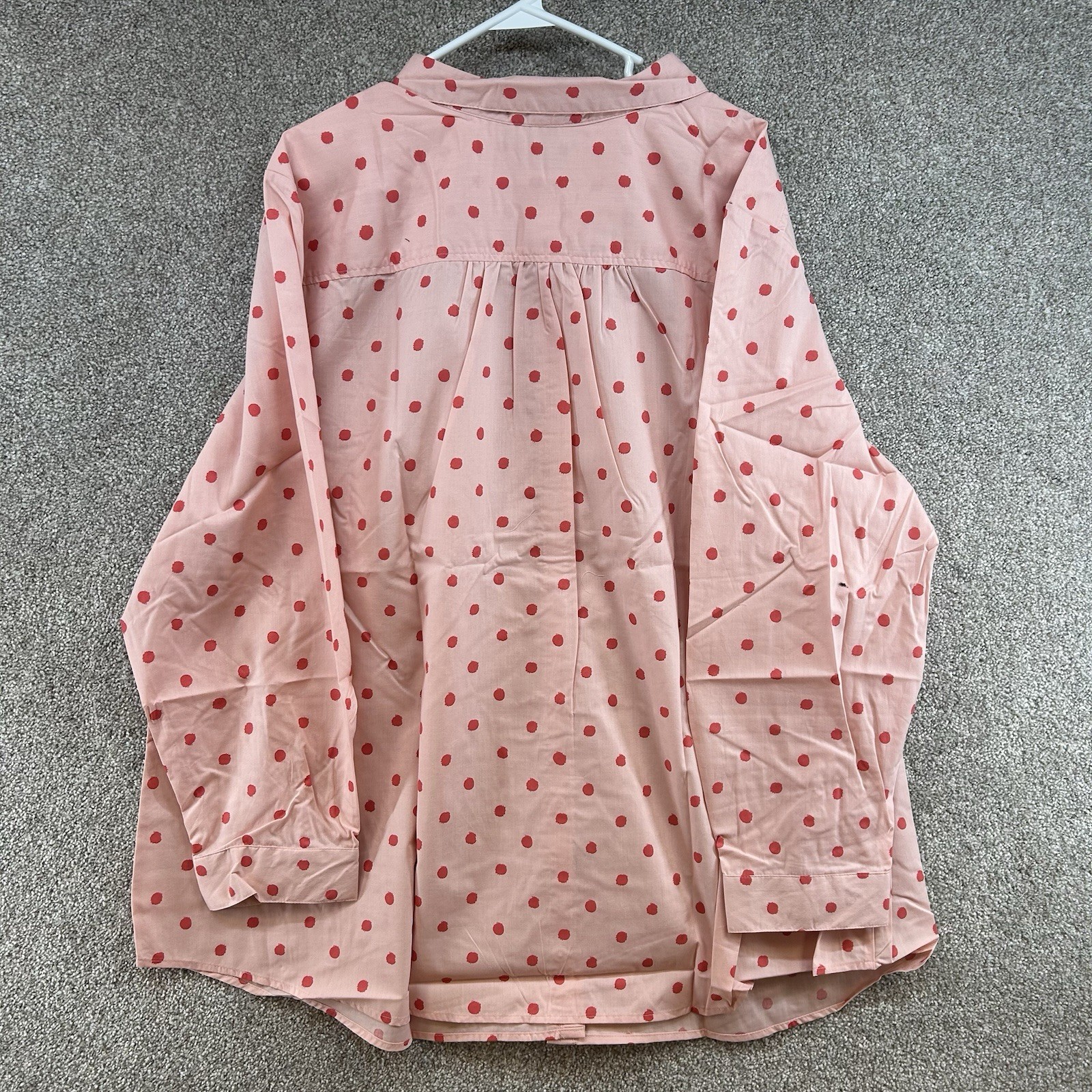 NWOT Roman’s Women’s Button Front Shirt Size 32W Pink Red Polka Dot Blouse Plus