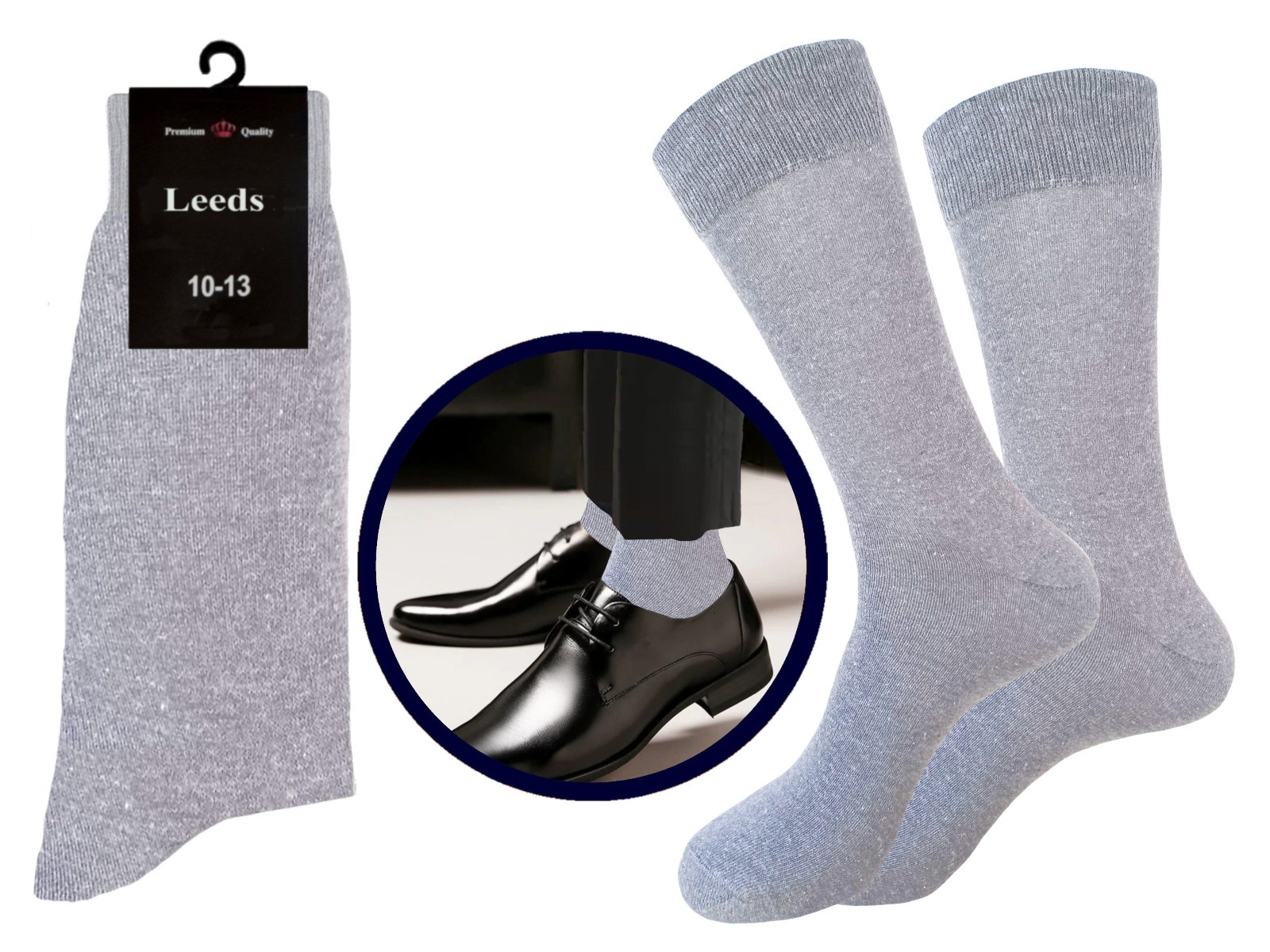 Solid Colors NATURAL COTTON Dress Socks 10-13 GRAY BLACK Formal Socks