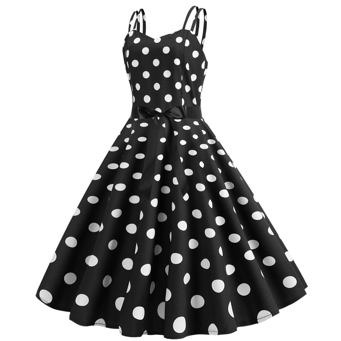 Women Vintage Dress Retro Style Rockabilly Party Swing Cocktail Polka Dots Dress