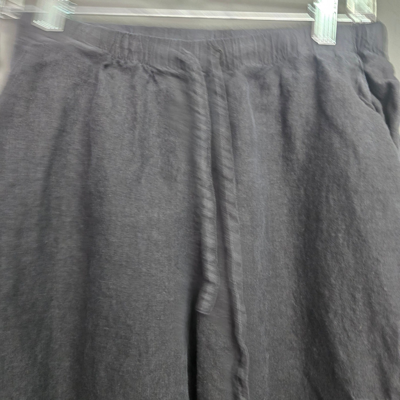 Caslon Black Linen Wide Leg Cargo Pants Drawstring Elastic Waist XS