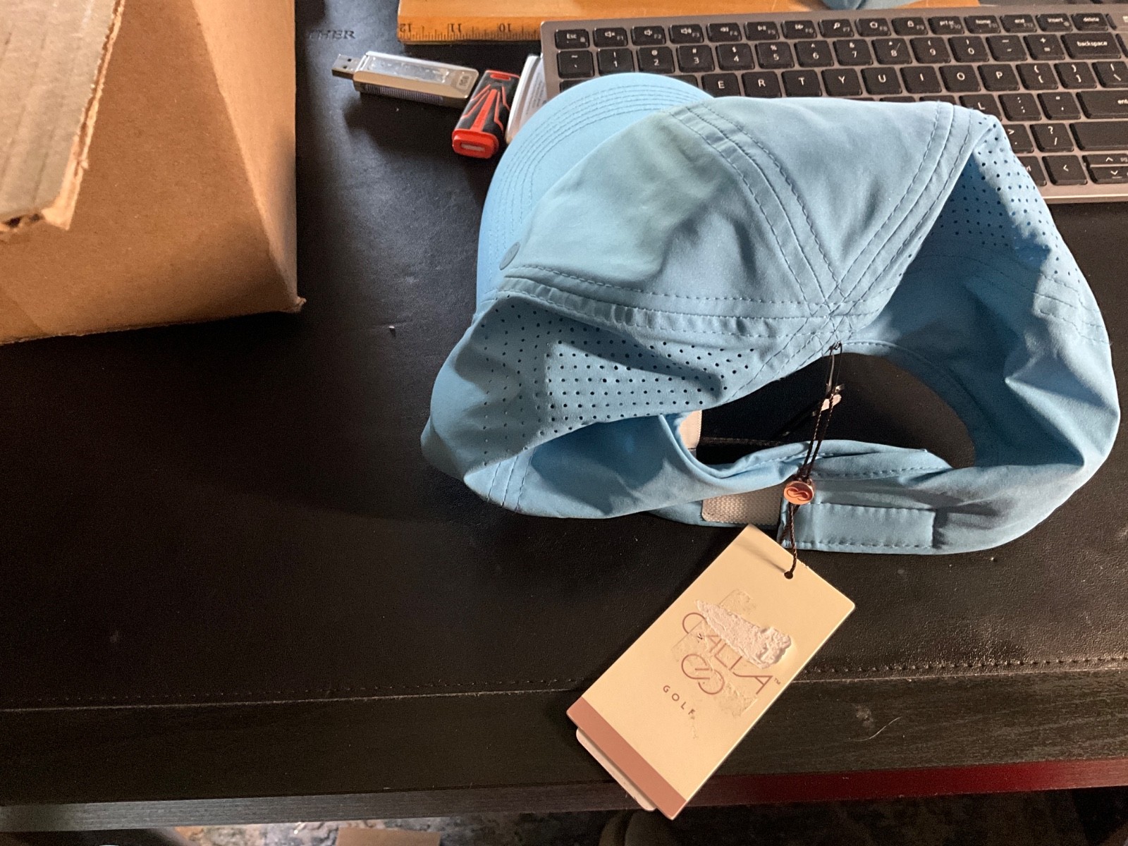 Calia By Carrie Underwood Perforated Ponytail Hat, Tranquil Blue, NWT