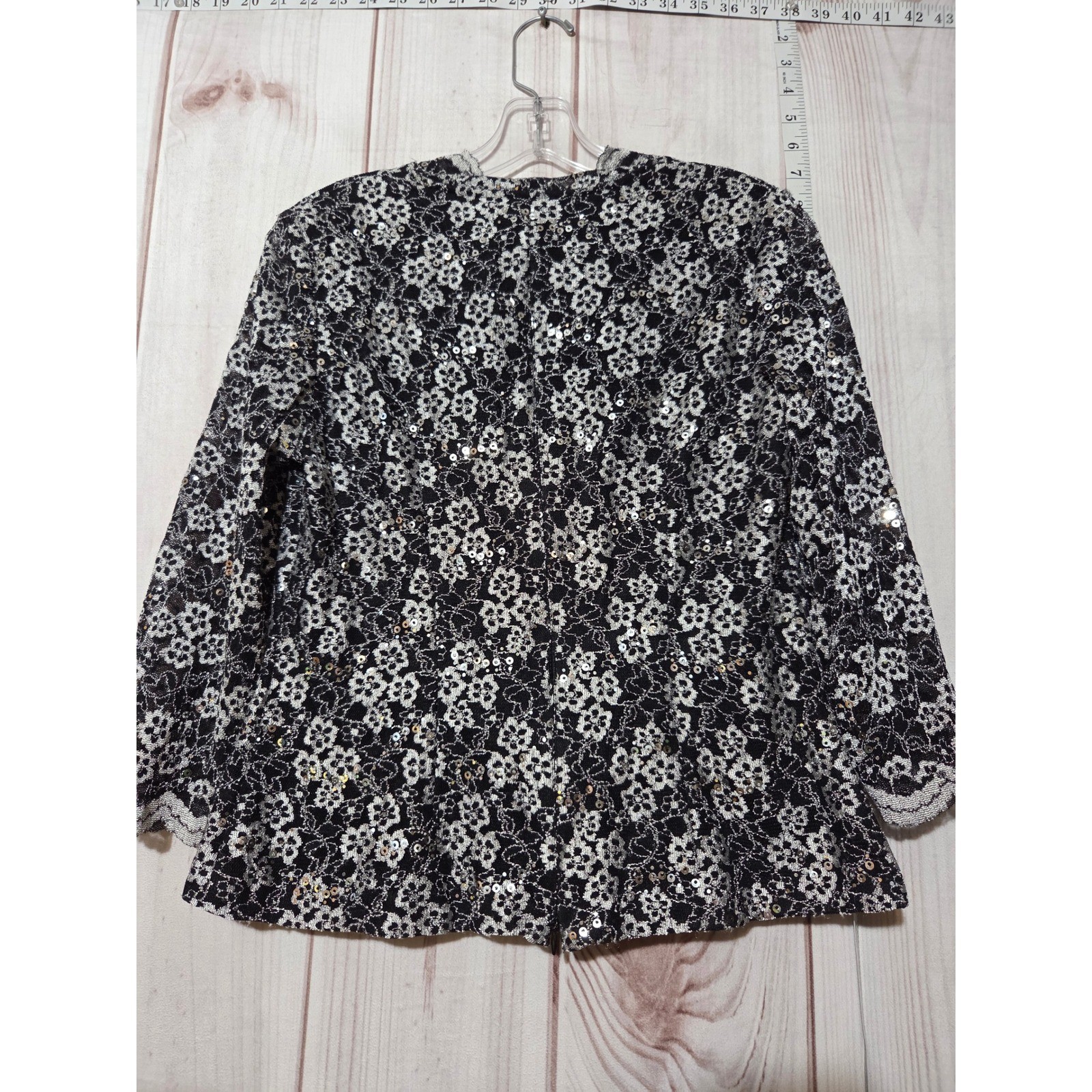 ALX Evening Shirt Sequined Lace Embellished Party Special Occasion Ladies Small
