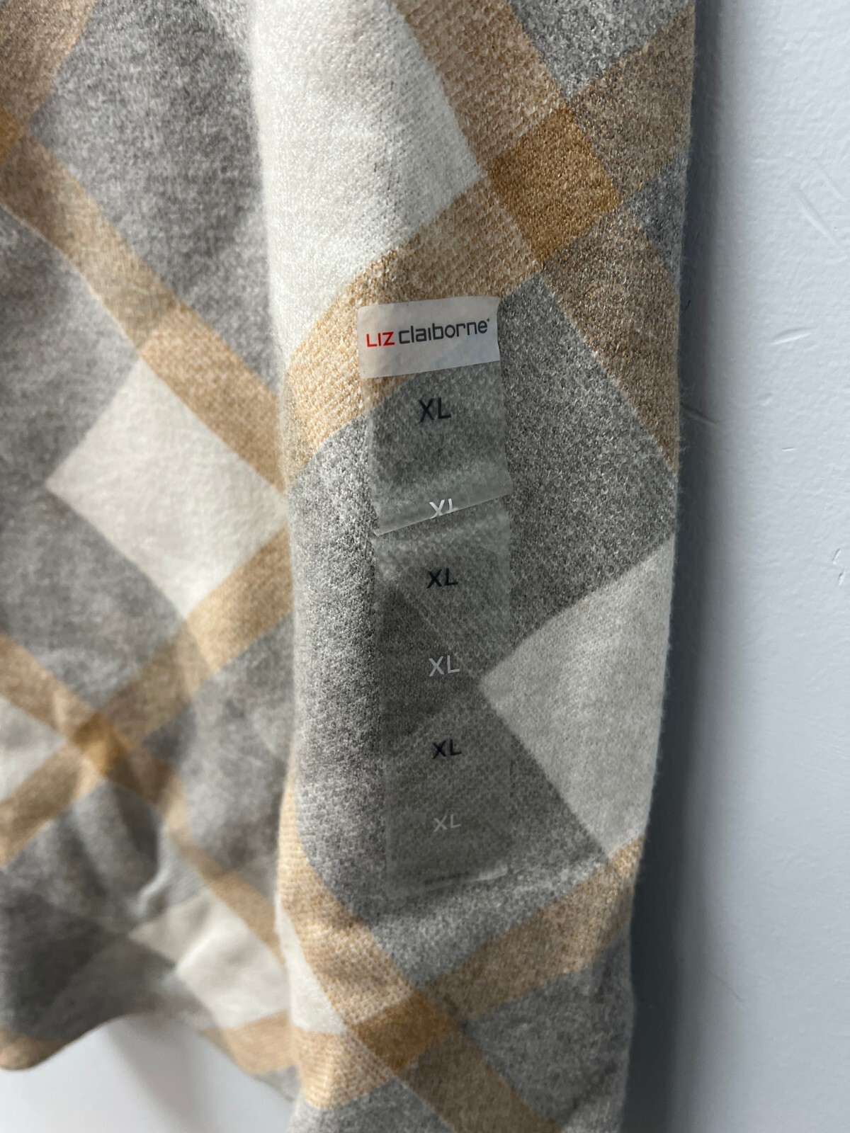 Liz Claiborne Gray, Beige, White Plaid A-line Skirt Women’s Size XL