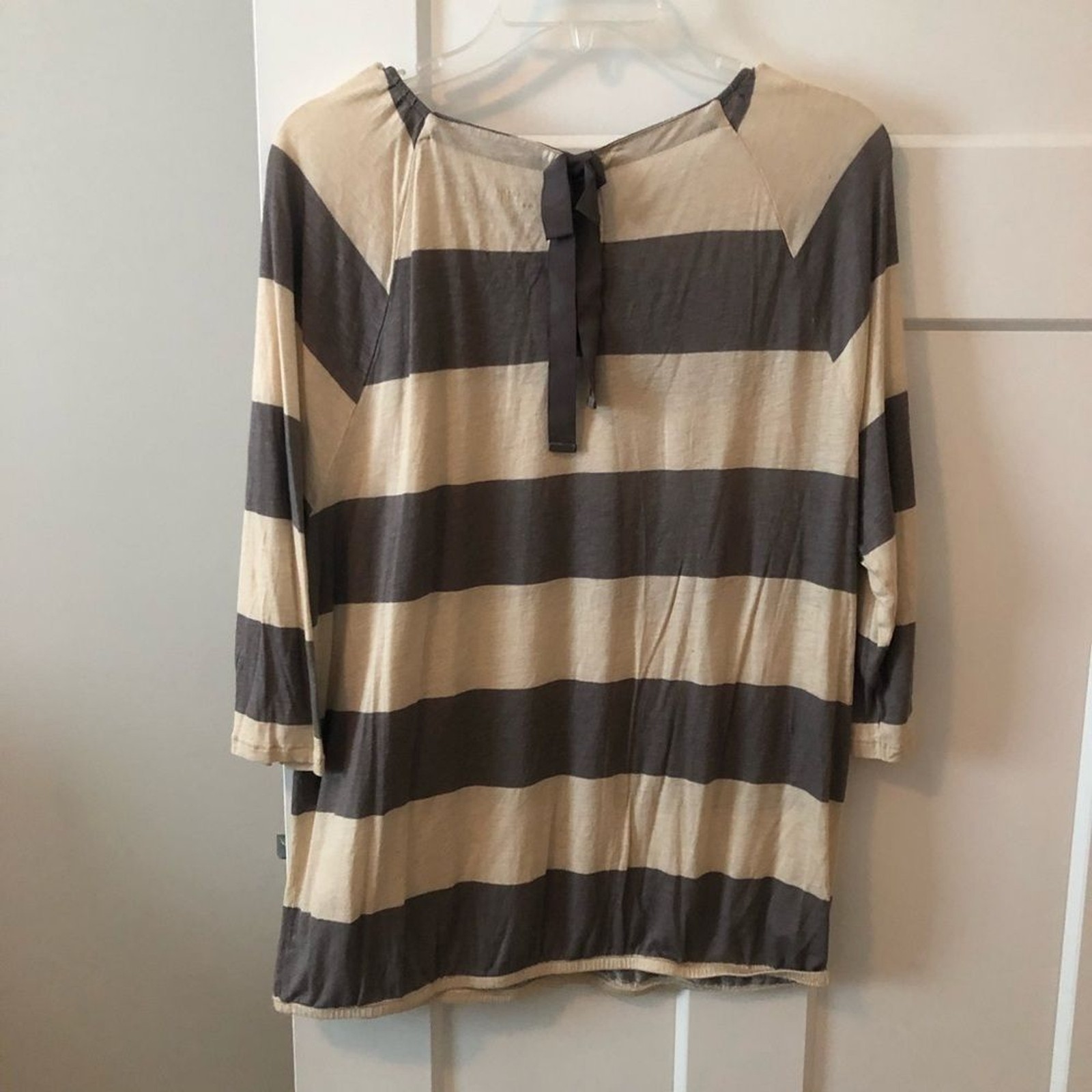 Large Loft Grey and cream striped shirt