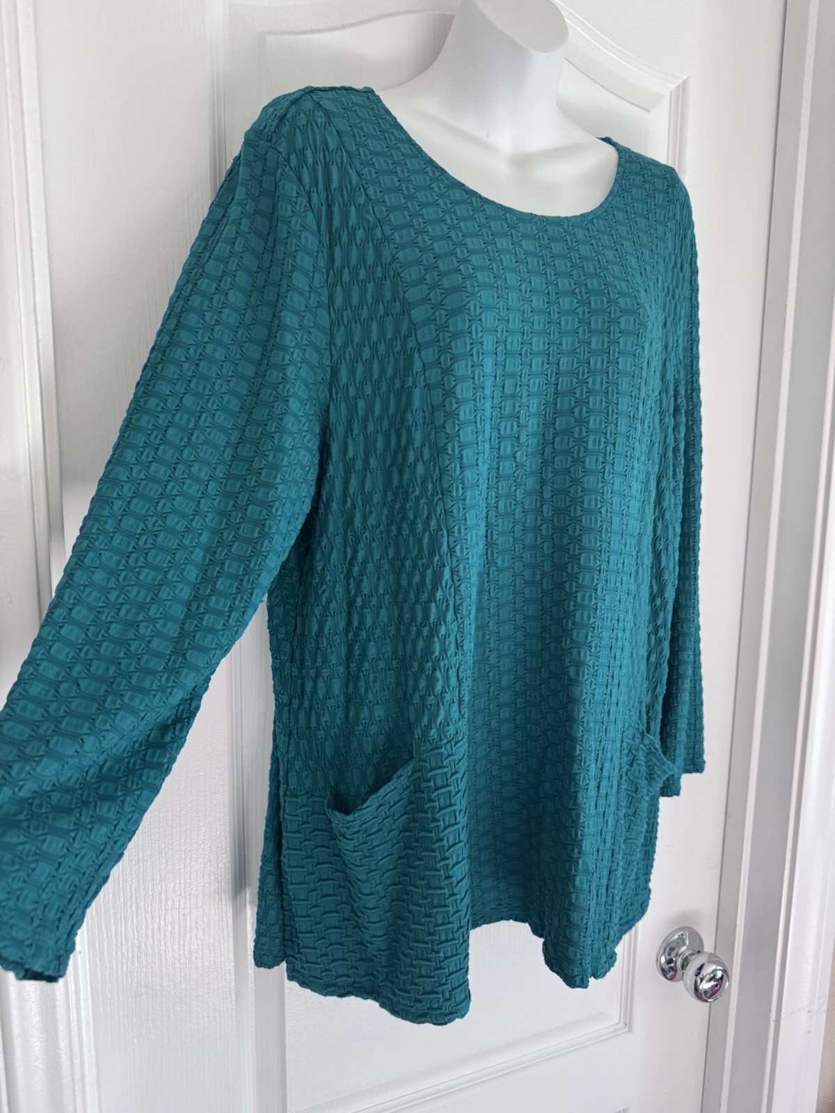 Habitat Clothes To Live In Top Womens XL Textured Tunic Lagenlook Pockets