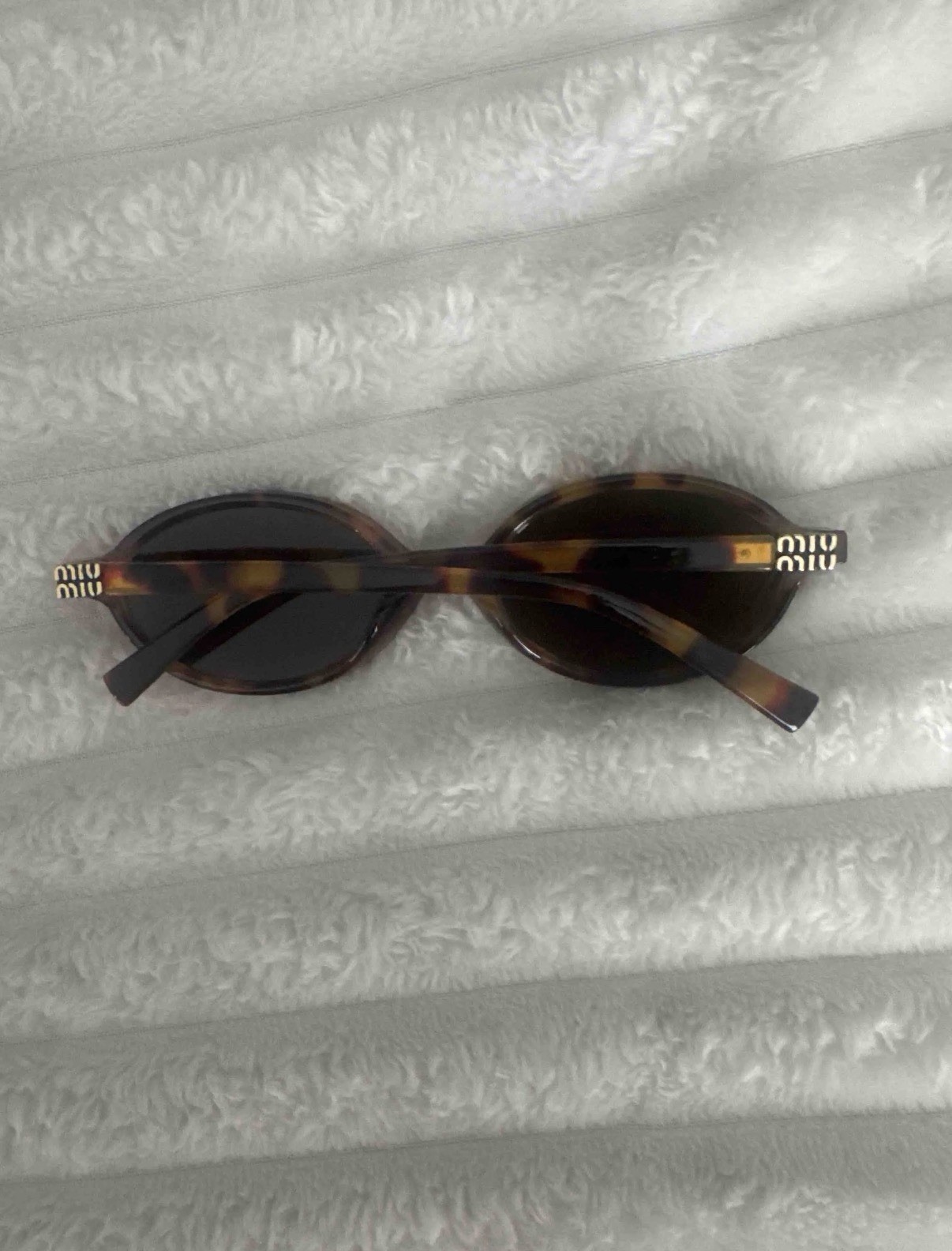 Miu Miu Women’s Tortoise Shell Oval Sunglasses Brown Tinted Plastic Lenses
