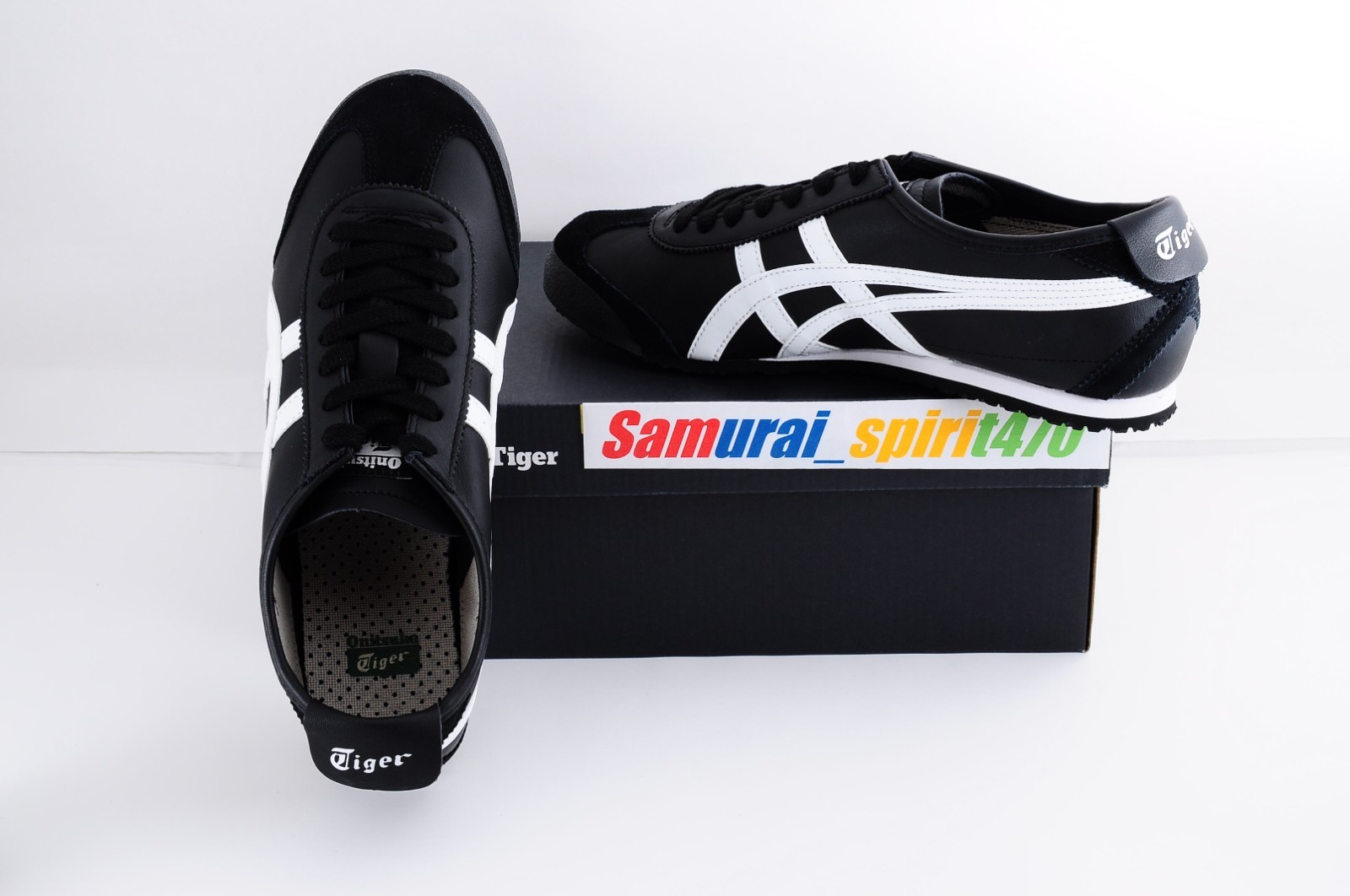 Onitsuka Tiger Genuine MEXICO 66 1183C102 BLACK /WHITE US Buyer No Import duties