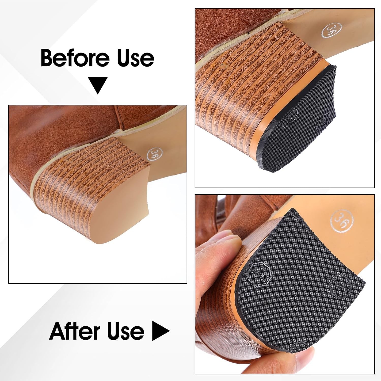 2 Pairs Shoe Repair Rubber Heels, Anti-Slip Shoe Heel Repair Kit Cuttable Boot H