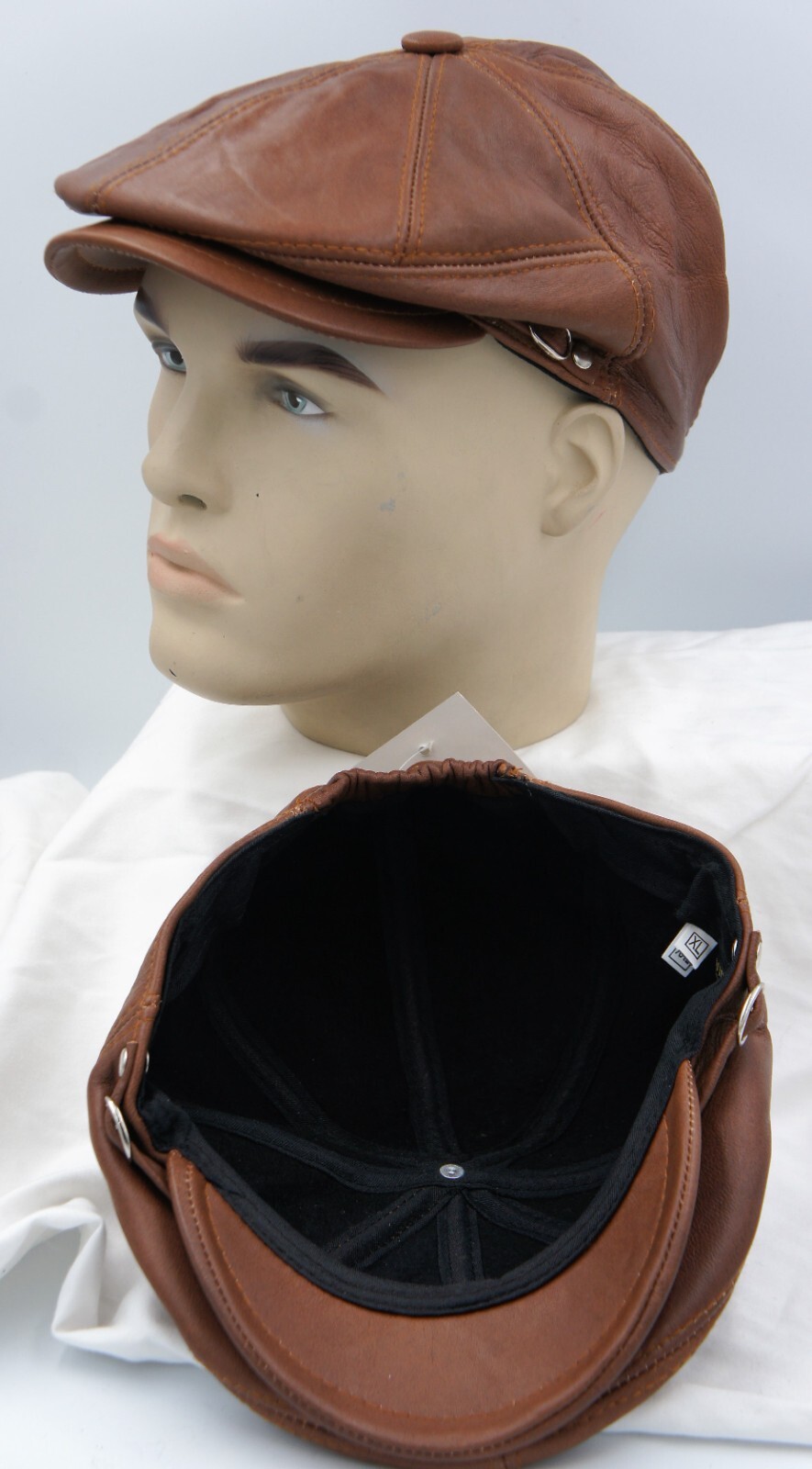 NWT 100% LEATHER Men Gatsby Cap Newsboy Ivy Hat Golf Driving Flat Cabbie S-3XL