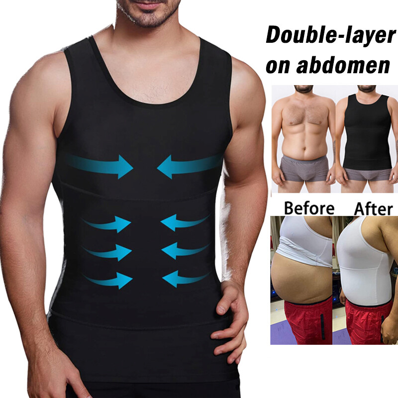 Shaperluv for Men Shaperluv Tank Compression Shirt Gynecomastia Belly Shapewear