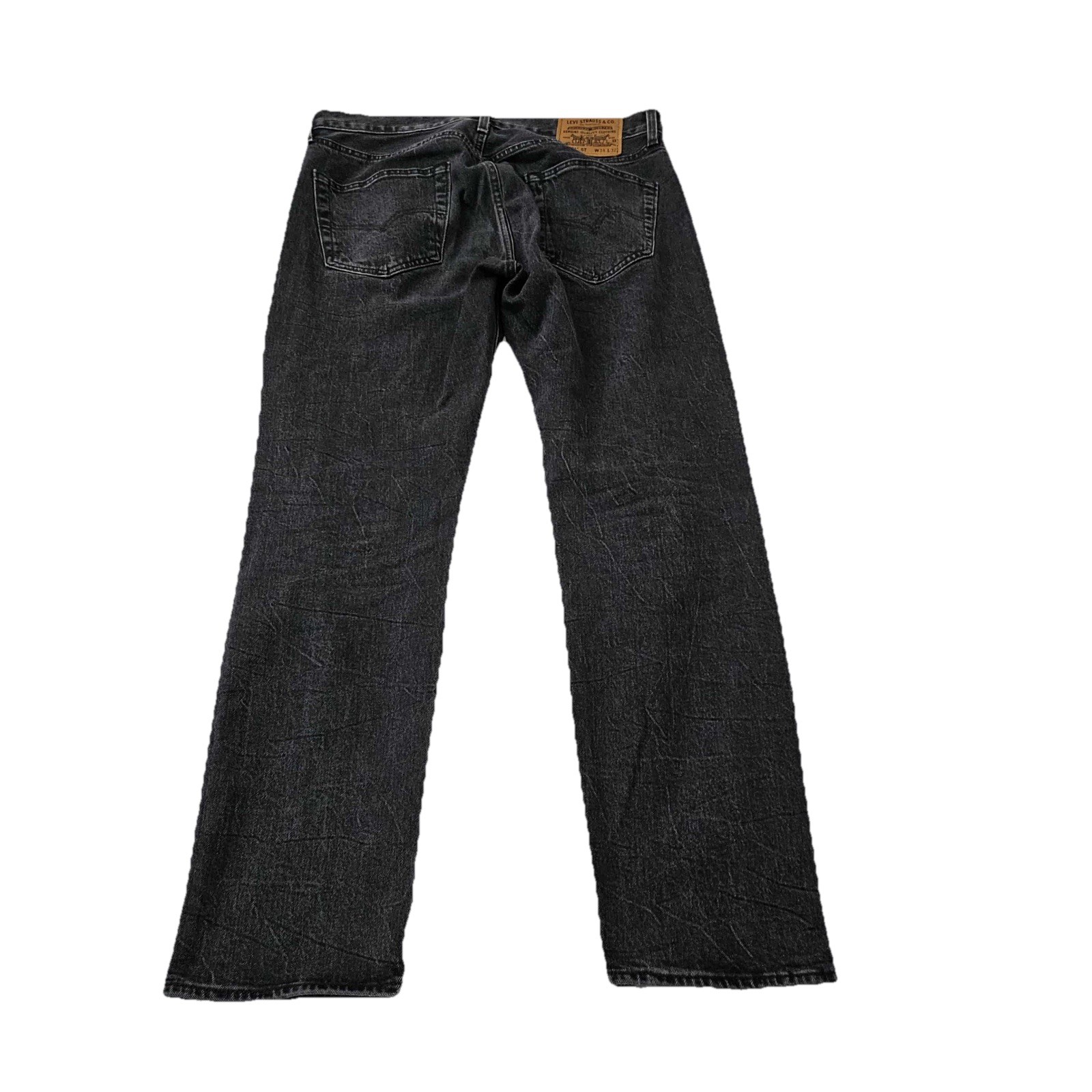 Levi’s Jeans 501 ST Mens 34 x 32 Black Denim Straight Leg Shrink to Fit Big E