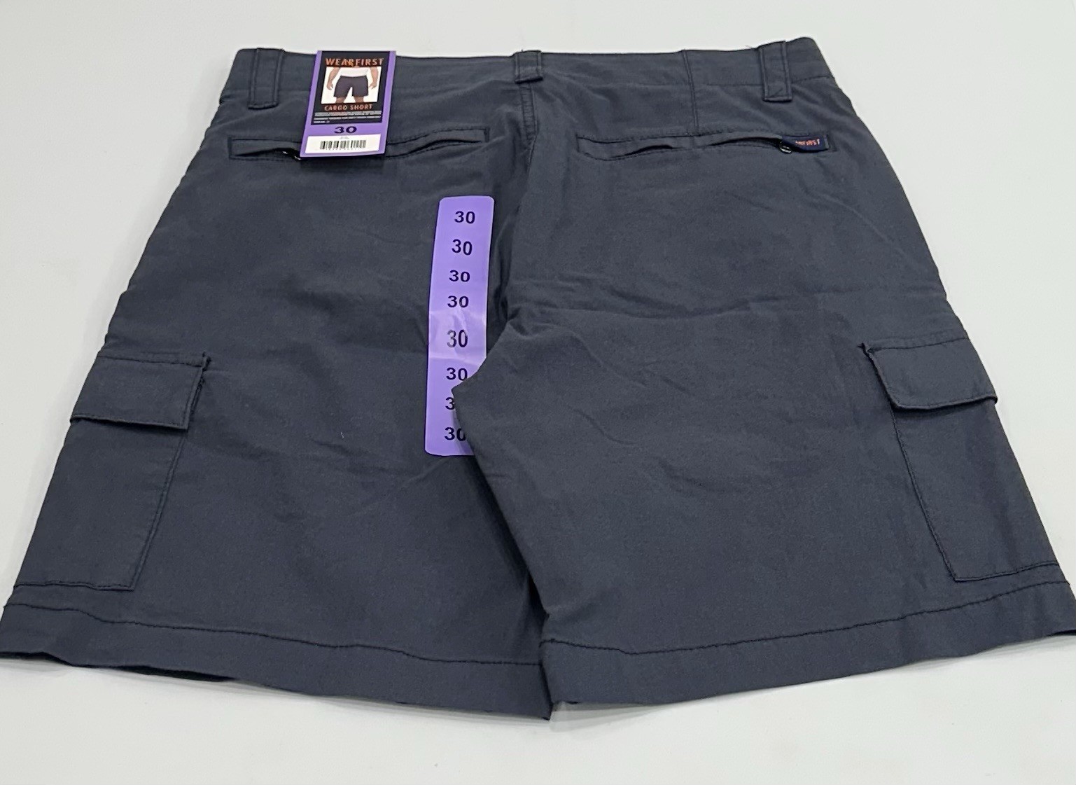 Wearfirst Men’s Classic Fit Stretch Fabric Cargo Shorts, Blue, 30
