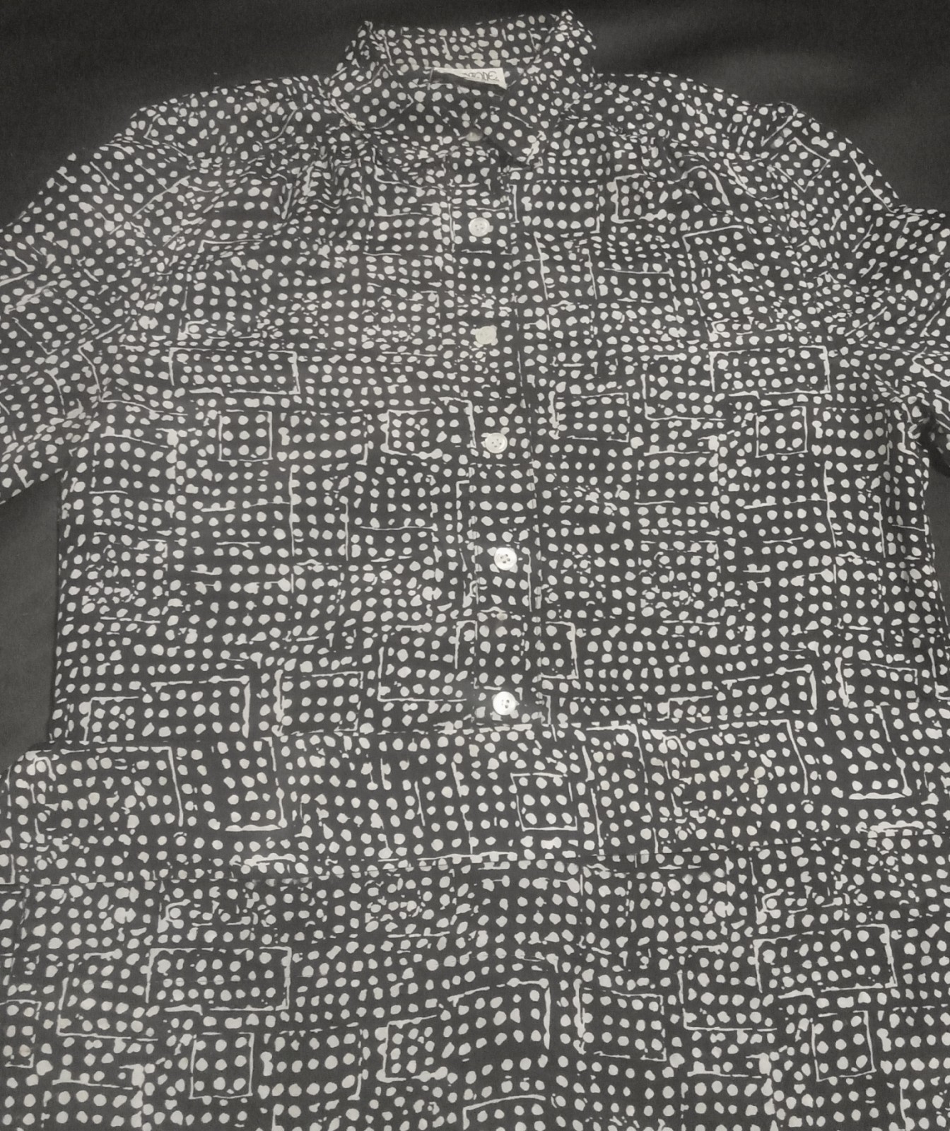 Brownstone Studio New York Shirt Dress Size 12 Black White Polka Dot Belted USA