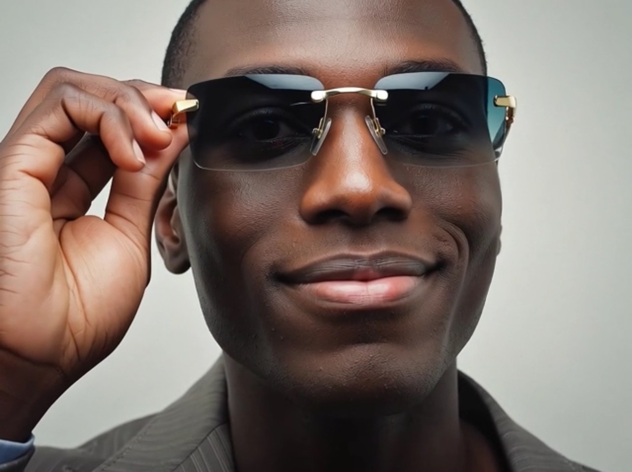 Mens Classy Style Wood Buff Retro 90s Hip Hop Rapper Gangster Rimless Sunglasses