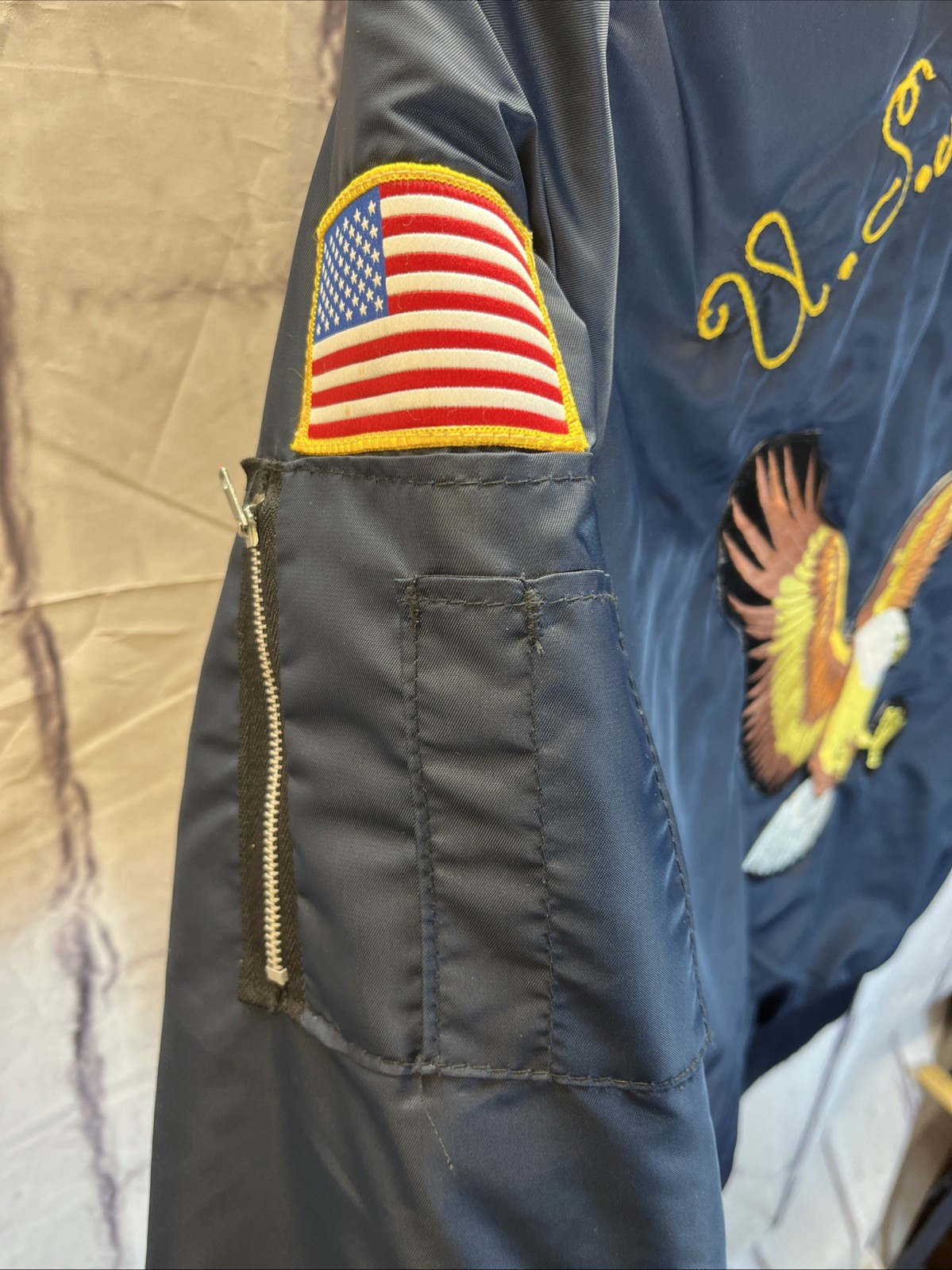 Vintage Timber King USAF Flight Jacket Eagle Embroidered MA-1 Bomber Small USA