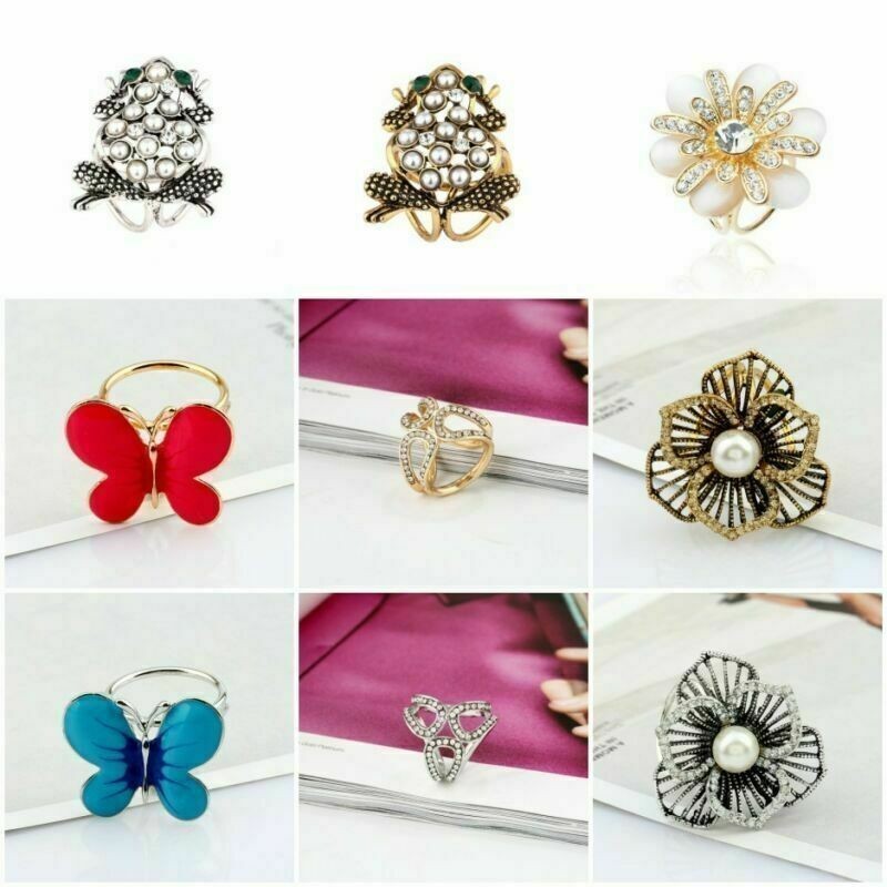 Women Scarf Buckle Ring Clip Brooch Vintage Holder Flower Silk Scarves Jewelry