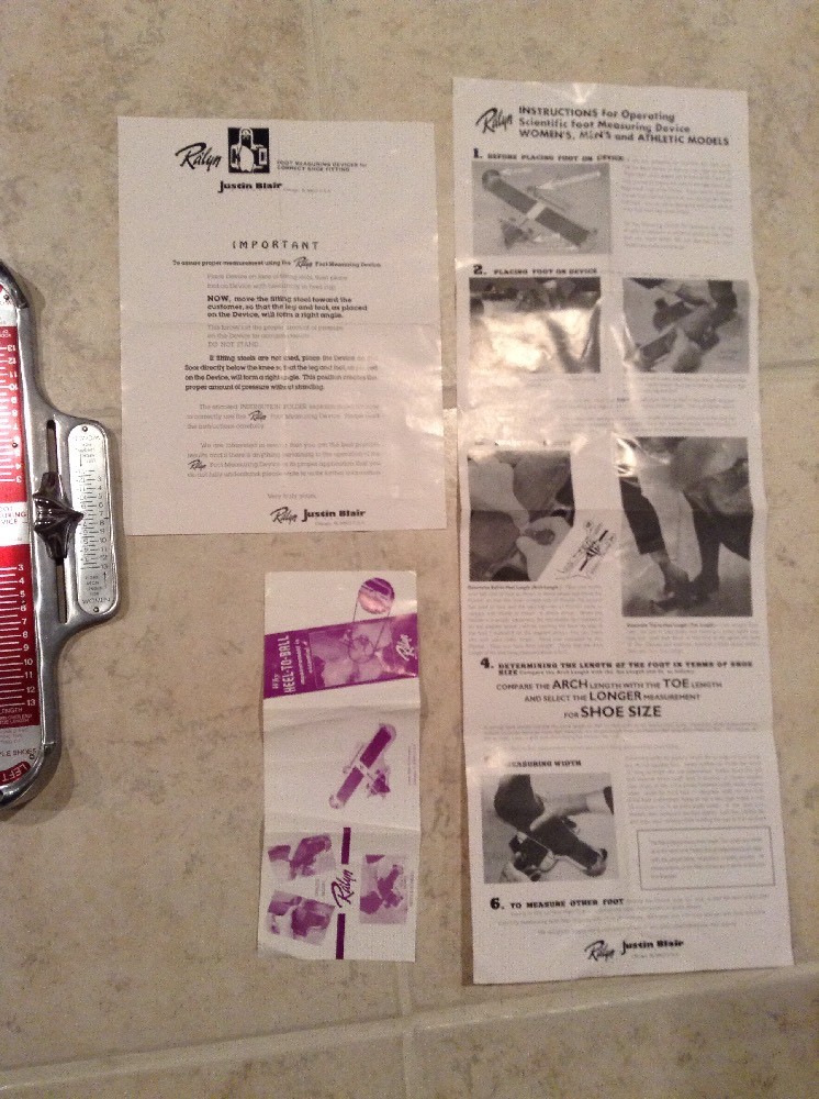 Ralyn Measuring Device for Women’s Shoes w Original Box, Instructions, flyer,