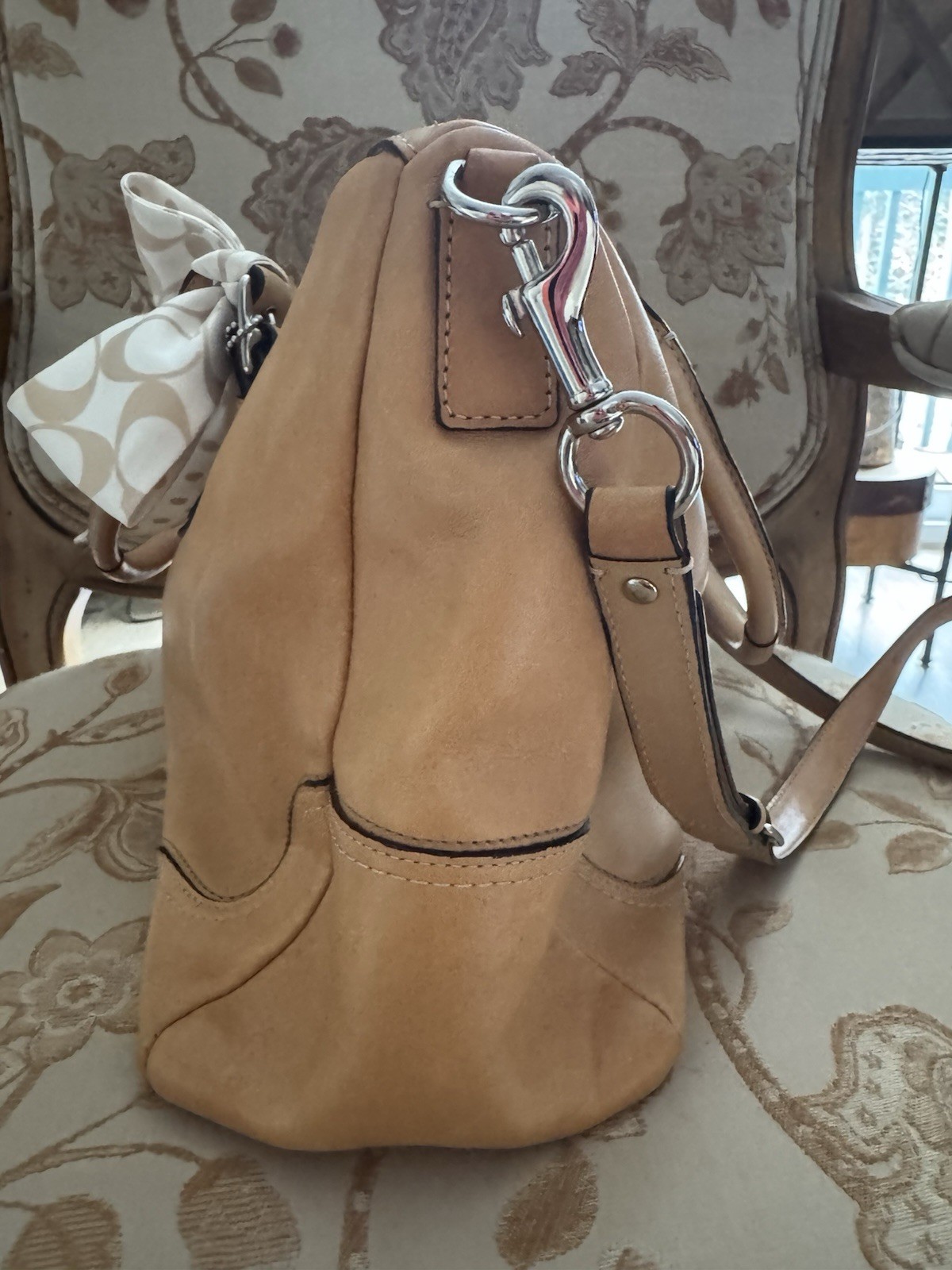 Coach Large Leather Tote Bag with Scarf