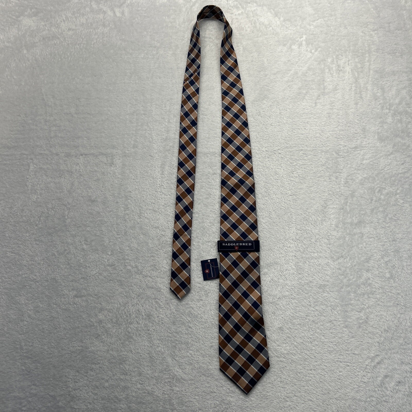 Saddlebred Blue Orange Plaid Men’s Necktie 3.5”x 58.5” 100% Silk NWT $38.00