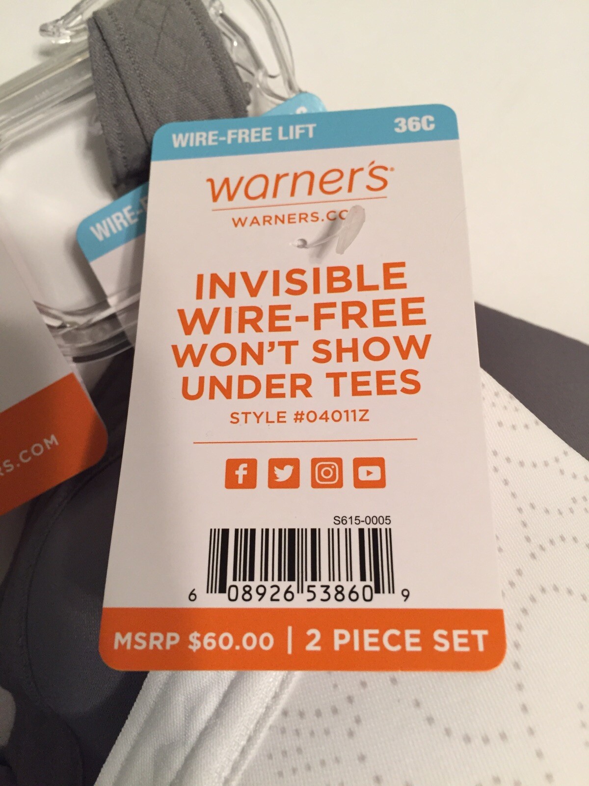 Warners Wirefree Bras T-Shirt Lined Seamless Cups Set of 2 Style 4011 Retail $60