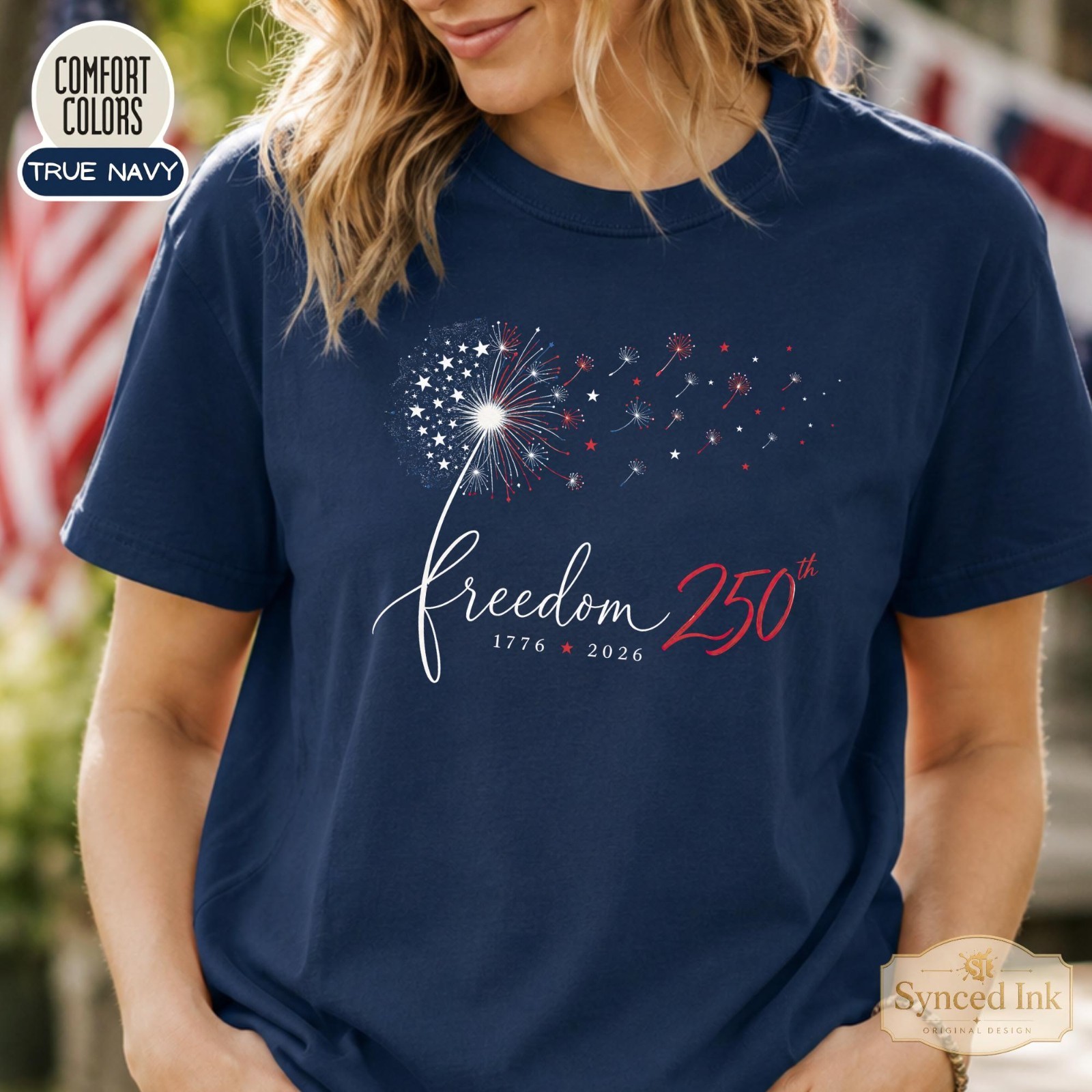 Freedom 250 America 1776 T-Shirt Patriotic Fireworks Independence Day Tee