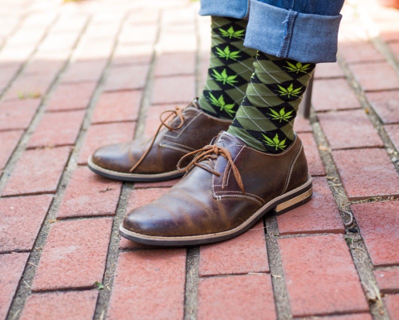 Mens Marijuana Pot Leaf Argyle Funny Sarcastic Adult Humor Graphic Novelty Socks