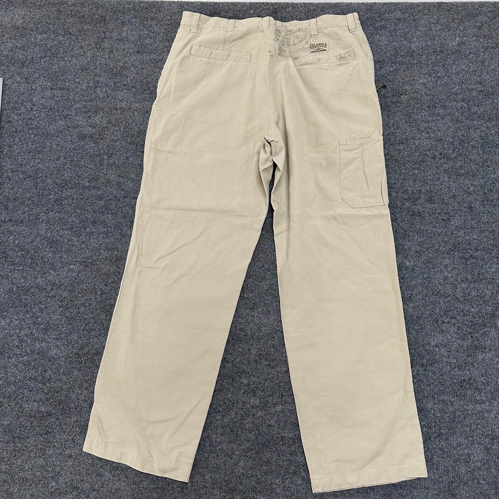 Columbia Pants Mens 38×32 Beige Canvas Utility Straight Leg Outdoor Hiking Work