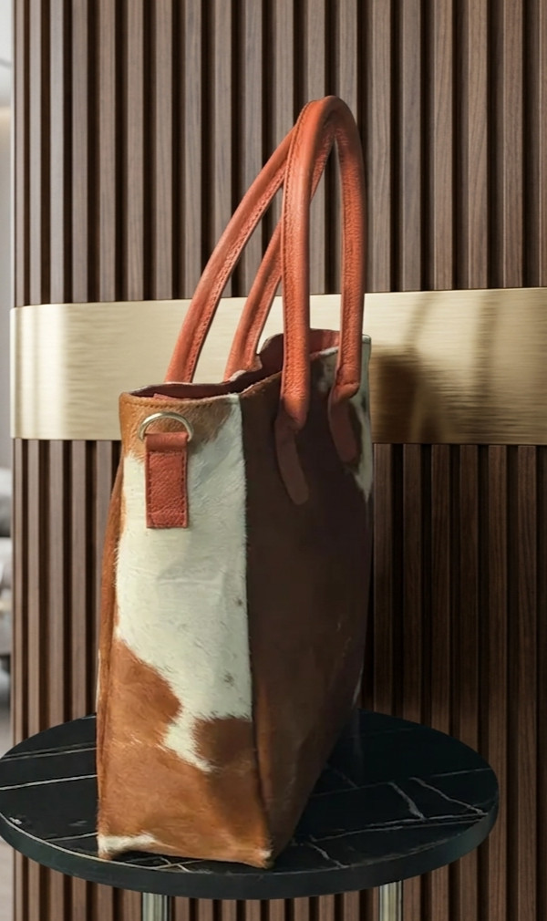 Handmade Cowhide Leather Shoulder Tote Bag Women Fashion Handbag