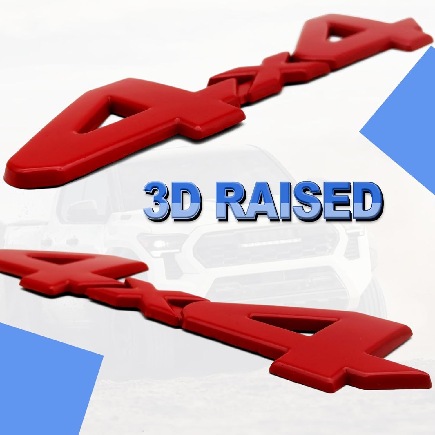 4X4 Emblem Badge 3D Logo, Full Coverage Adhesive Replacement Compat Color: Red