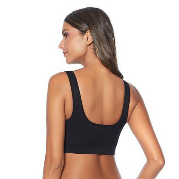Rhonda Shear Black Seamless Removable Pads Pullover Ahh Bra New