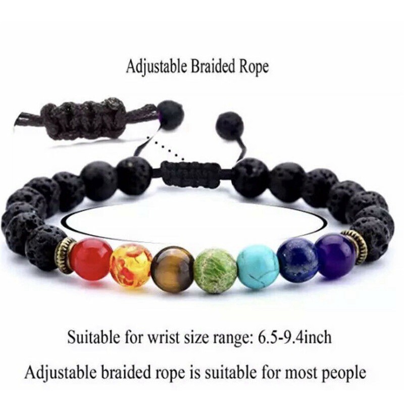 7 Chakra Bracelet Gift Healing Balance Anxiety Stress Yoga Crystal Stones
