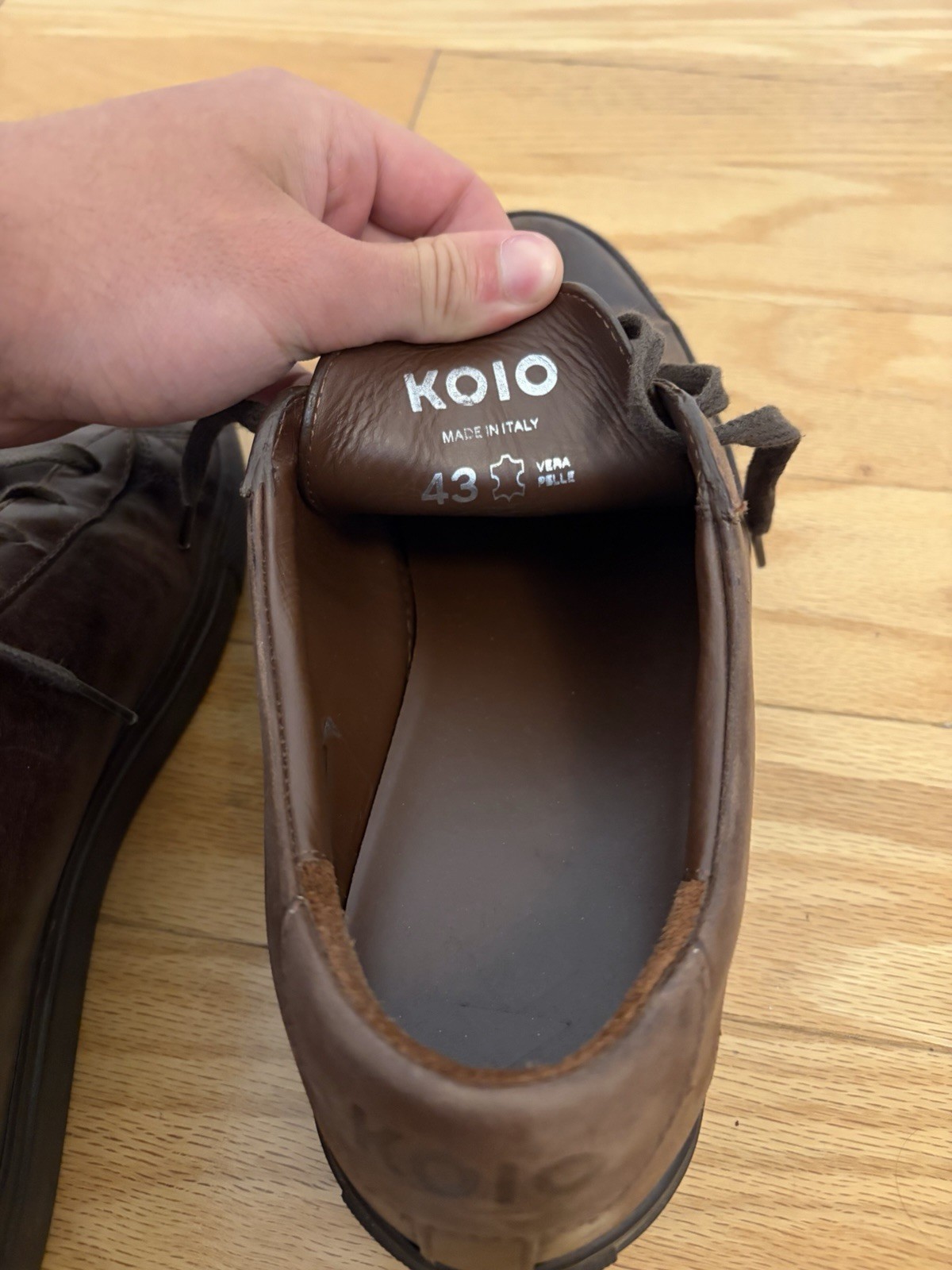 Koio Capri Men’s Size 10M Leather Sneakers Brown, Low Top, Italy, EU 43